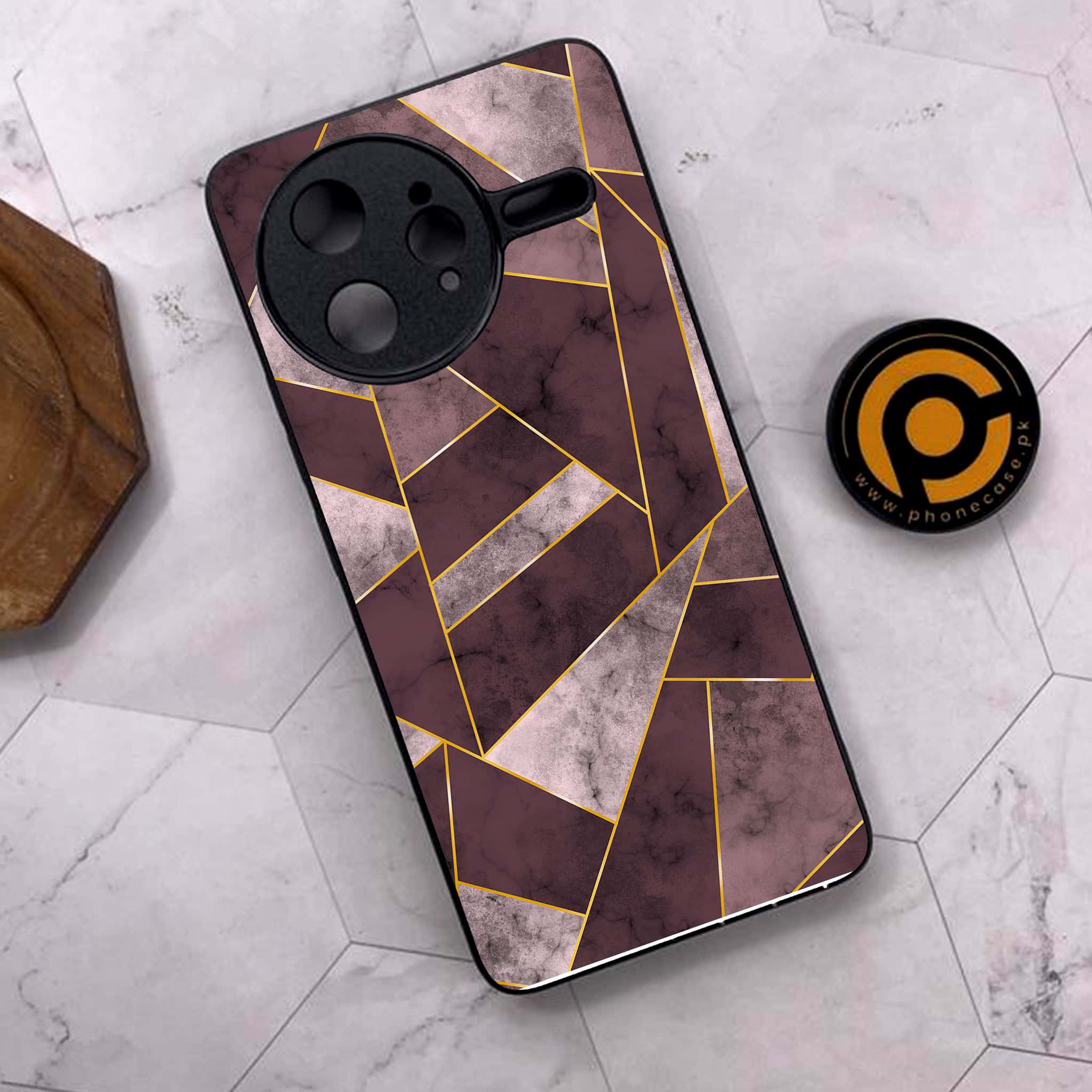Xiaomi Poco F7 Ultra 5G - Geometric Marble Series - Premium Metal Printed soft Bumper shock Proof Case