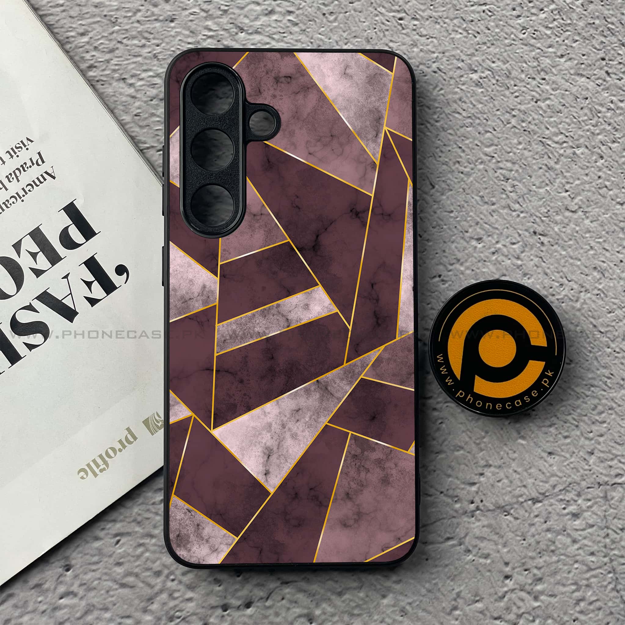 Samsung Galaxy S25 FE - Geometric Marble Series - Premium Metal Printed soft Bumper shock Proof Case