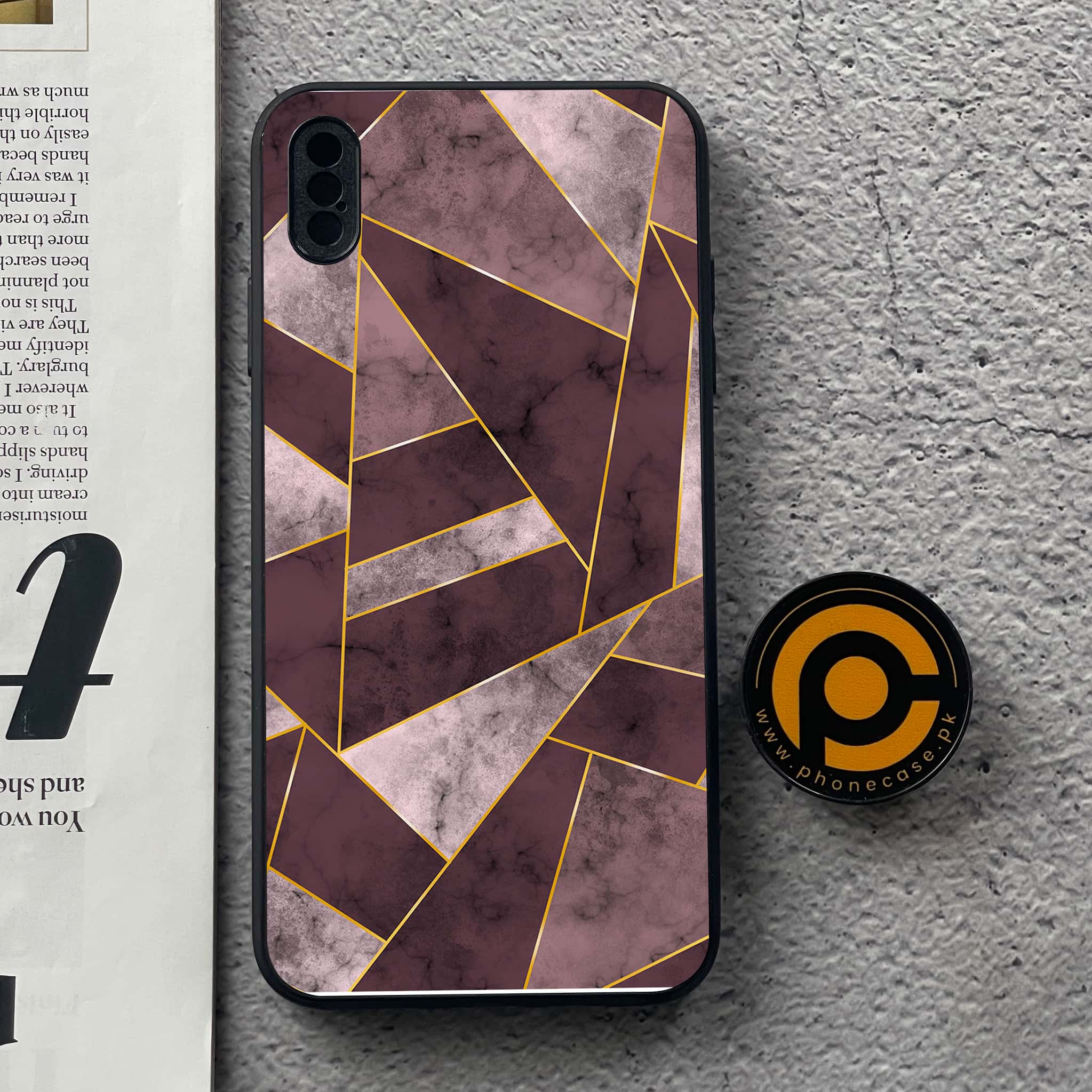 iPhone XS Max - Geometric Marble Series - Premium Metal Printed soft Bumper shock Proof Case