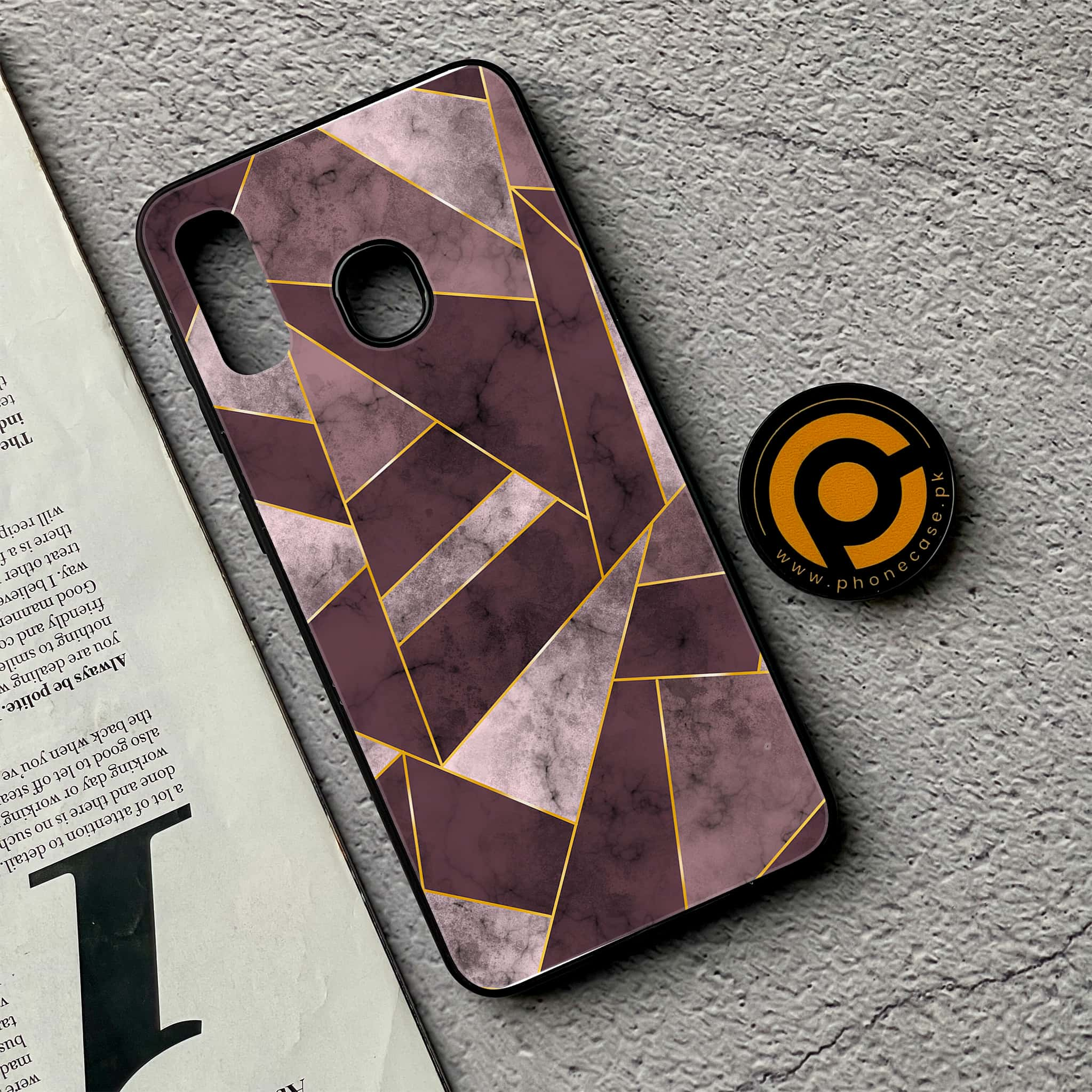 Galaxy A20/A30 - Geometric Marble Series - Premium Printed Glass soft Bumper shock Proof Case