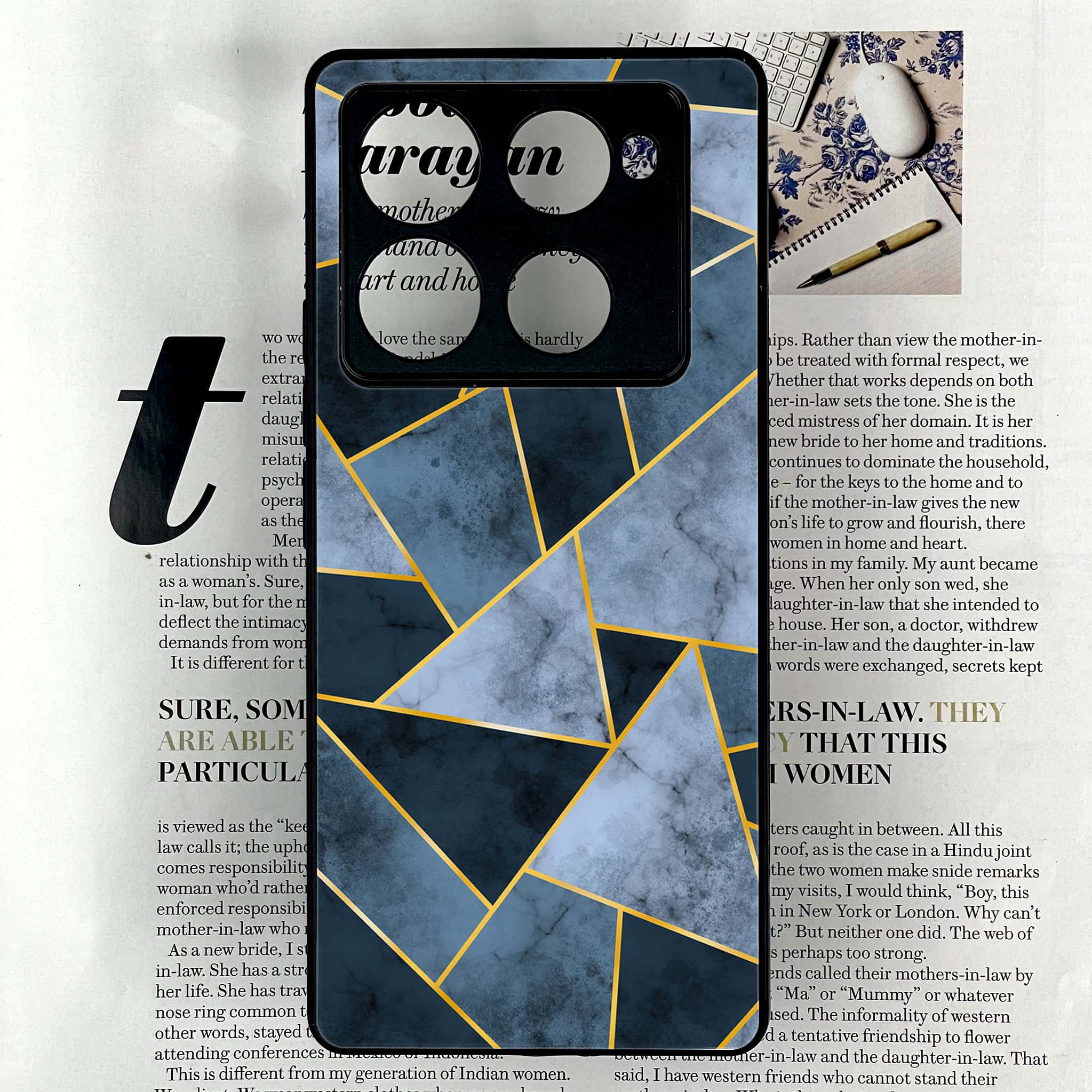 Infinix Note 40 Pro Plus - Geometric Marble Series - Premium Metal Printed soft Bumper shock Proof Case