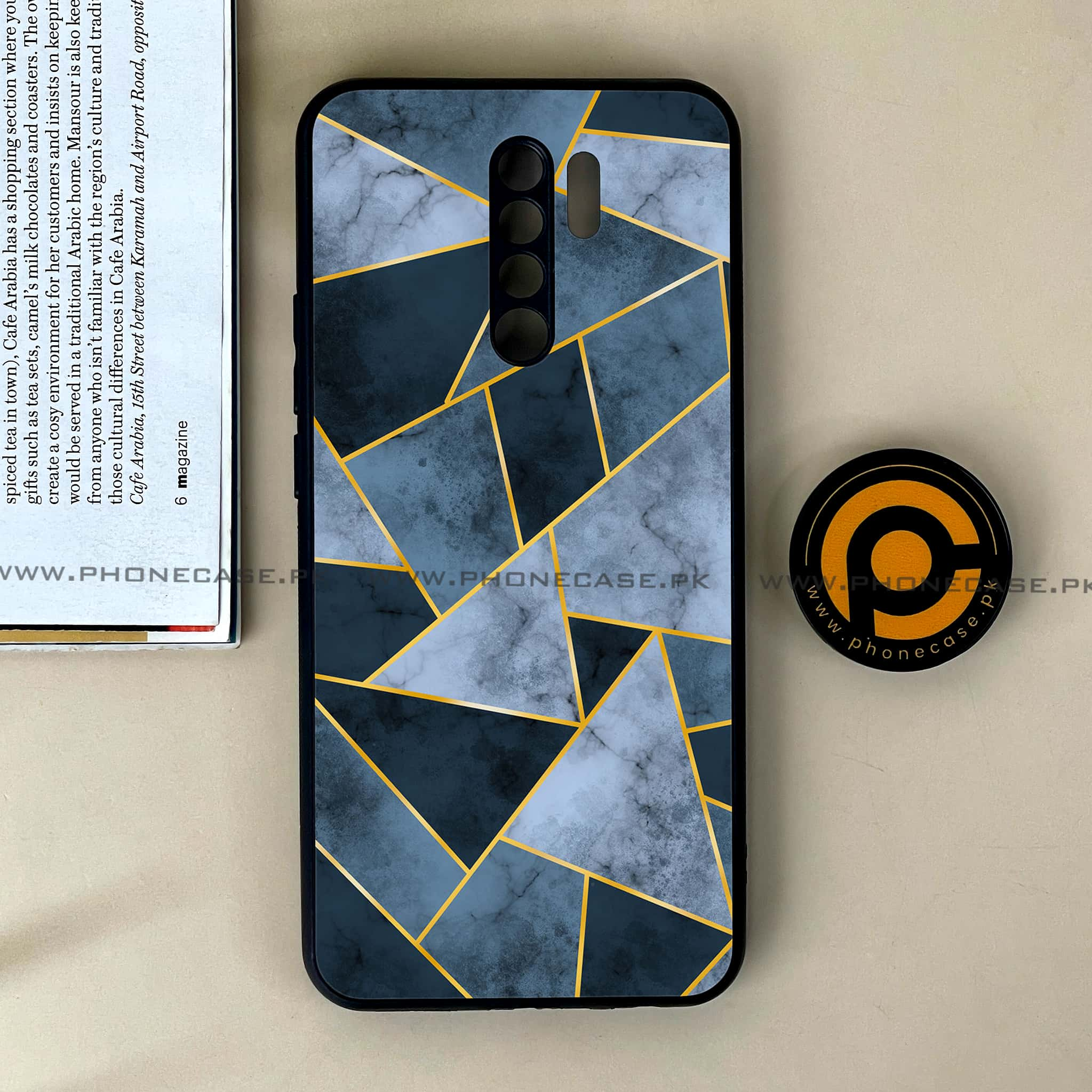 Xiaomi Redmi 9 - Geometric Marble Series - Premium Printed Glass soft Bumper shock Proof Case