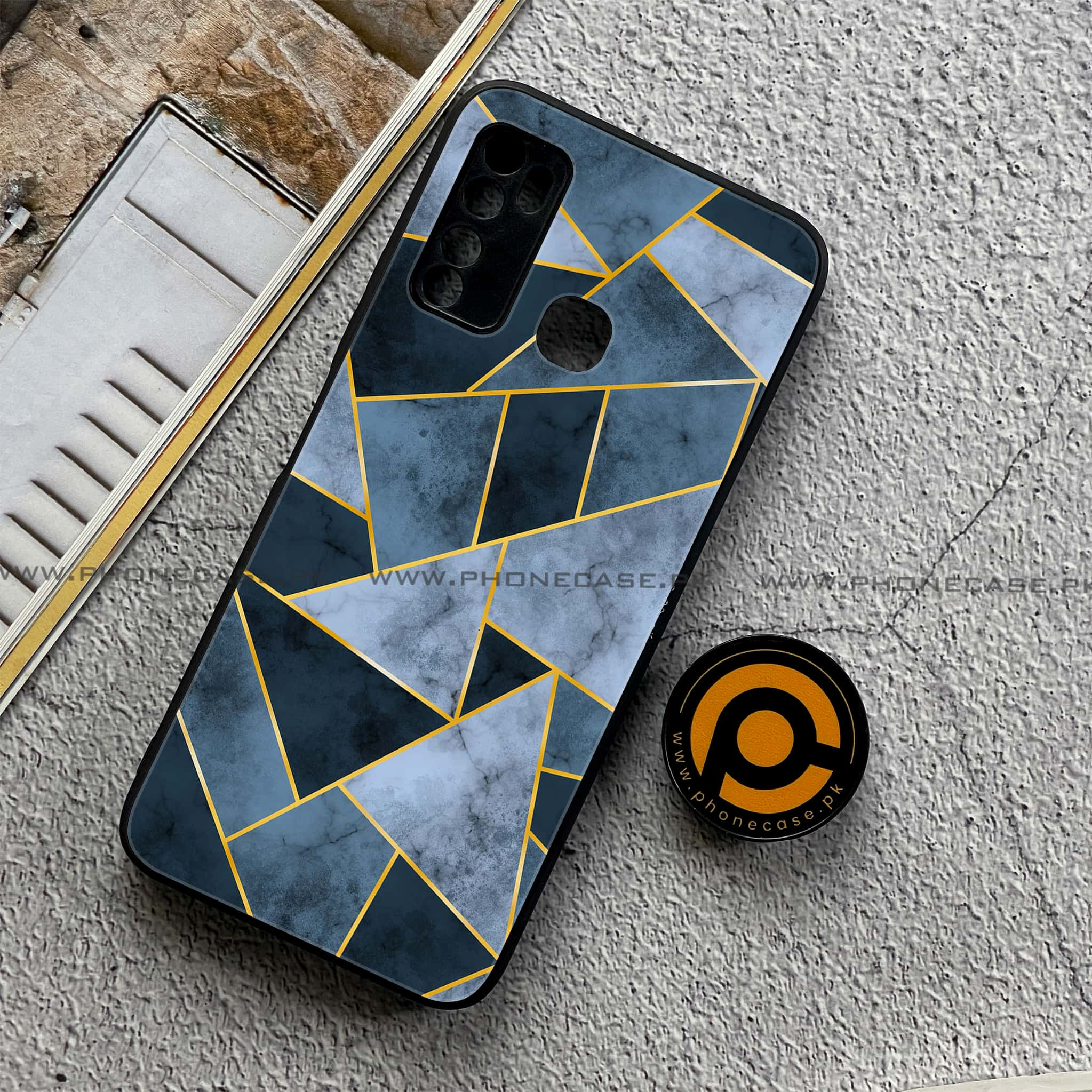 Infinix Note 7 Lite - Geometric Marble Series - Premium Printed Metal soft Bumper shock Proof Case