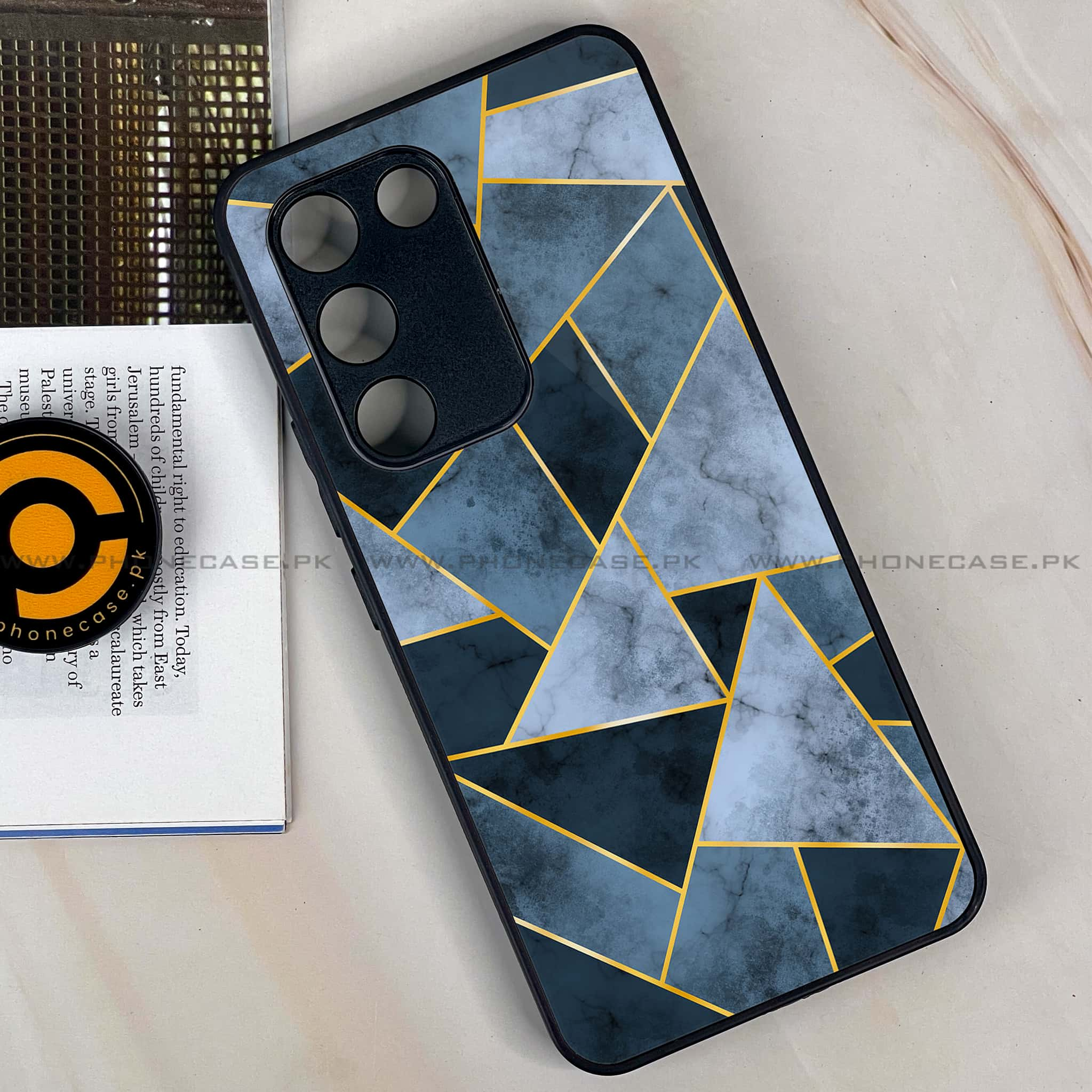 Vivo Y100 - Geometric Marble Series - Premium Printed Glass soft Bumper shock Proof Case