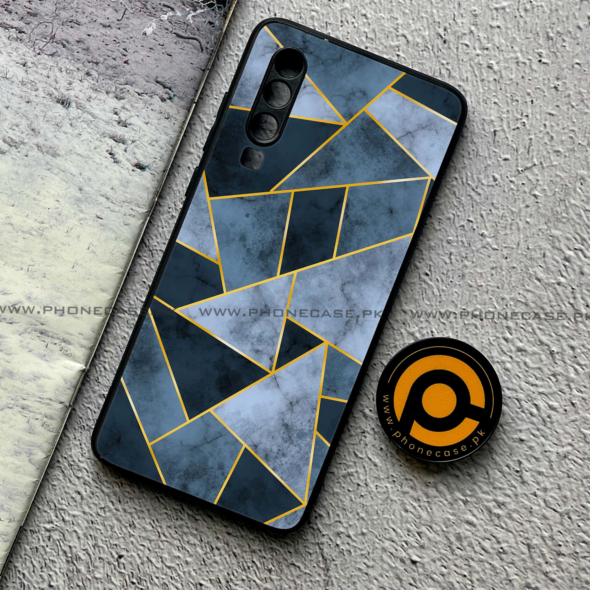 Huawei P30 - Geometric Marble Series - Premium Printed Glass soft Bumper shock Proof Case