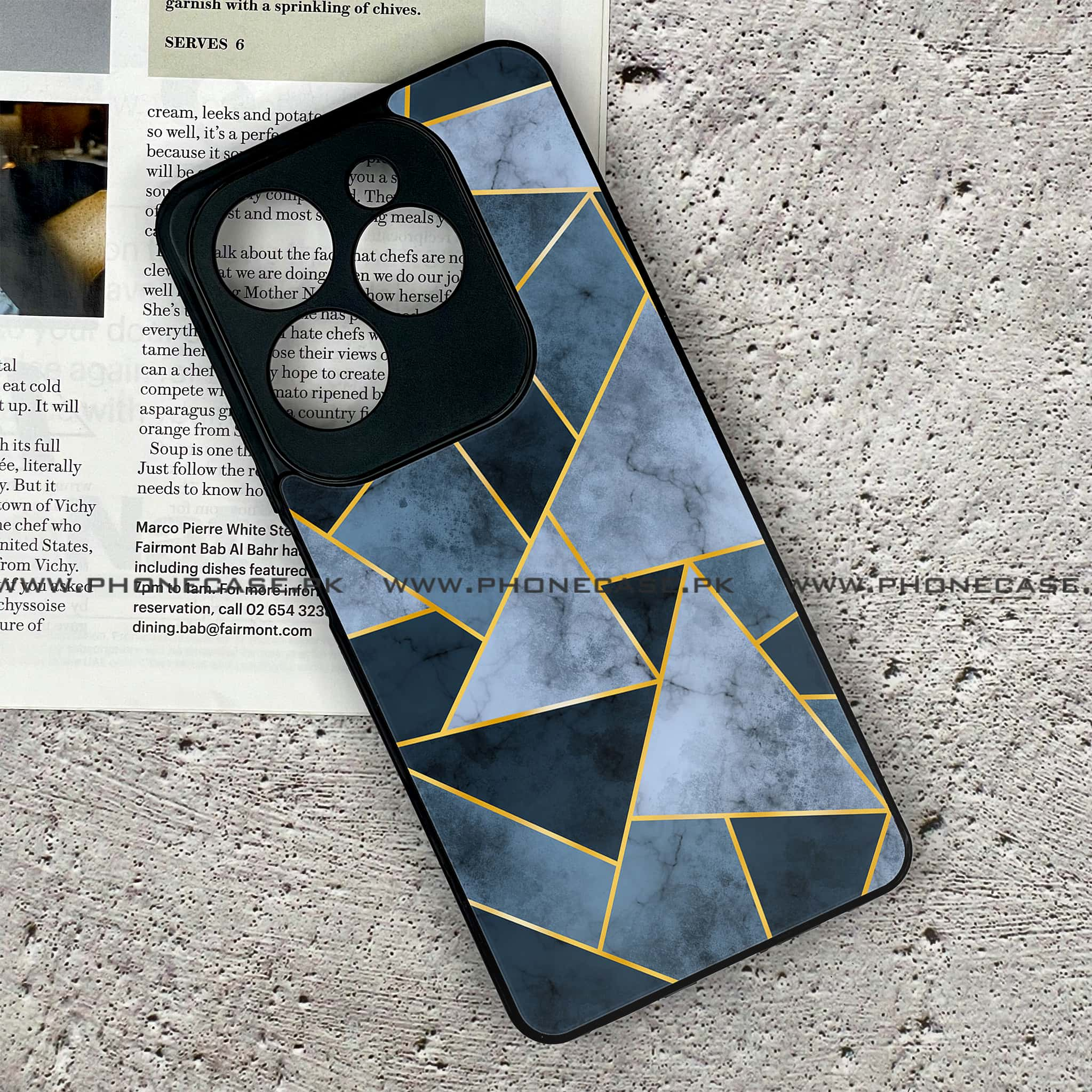 Infinix Hot 40 - Geometric Marble Series - Premium Printed Glass soft Bumper shock Proof Case