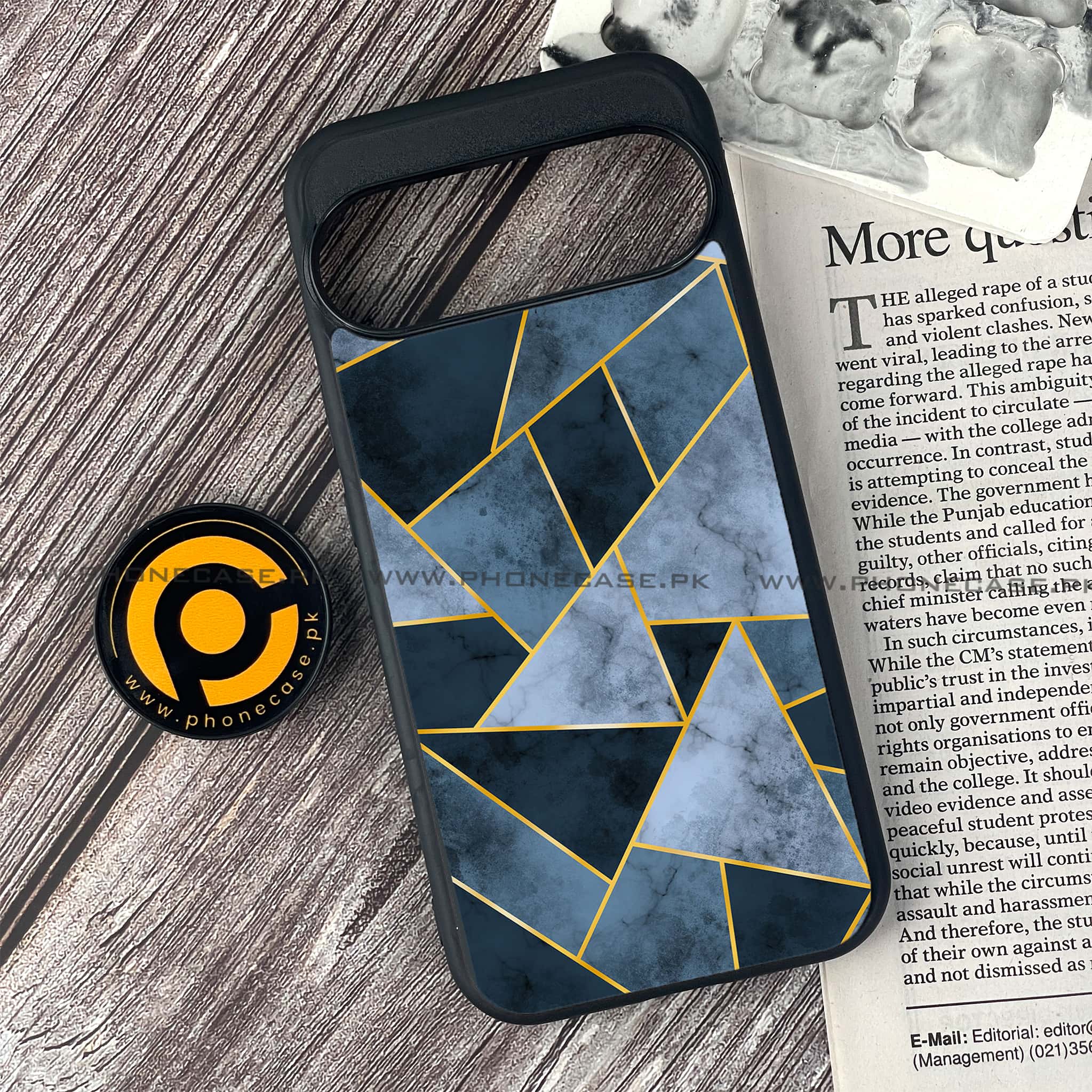 Google Pixel 9 - Geometric Marble Series - Premium Metal Printed soft Bumper Shock Proof Case
