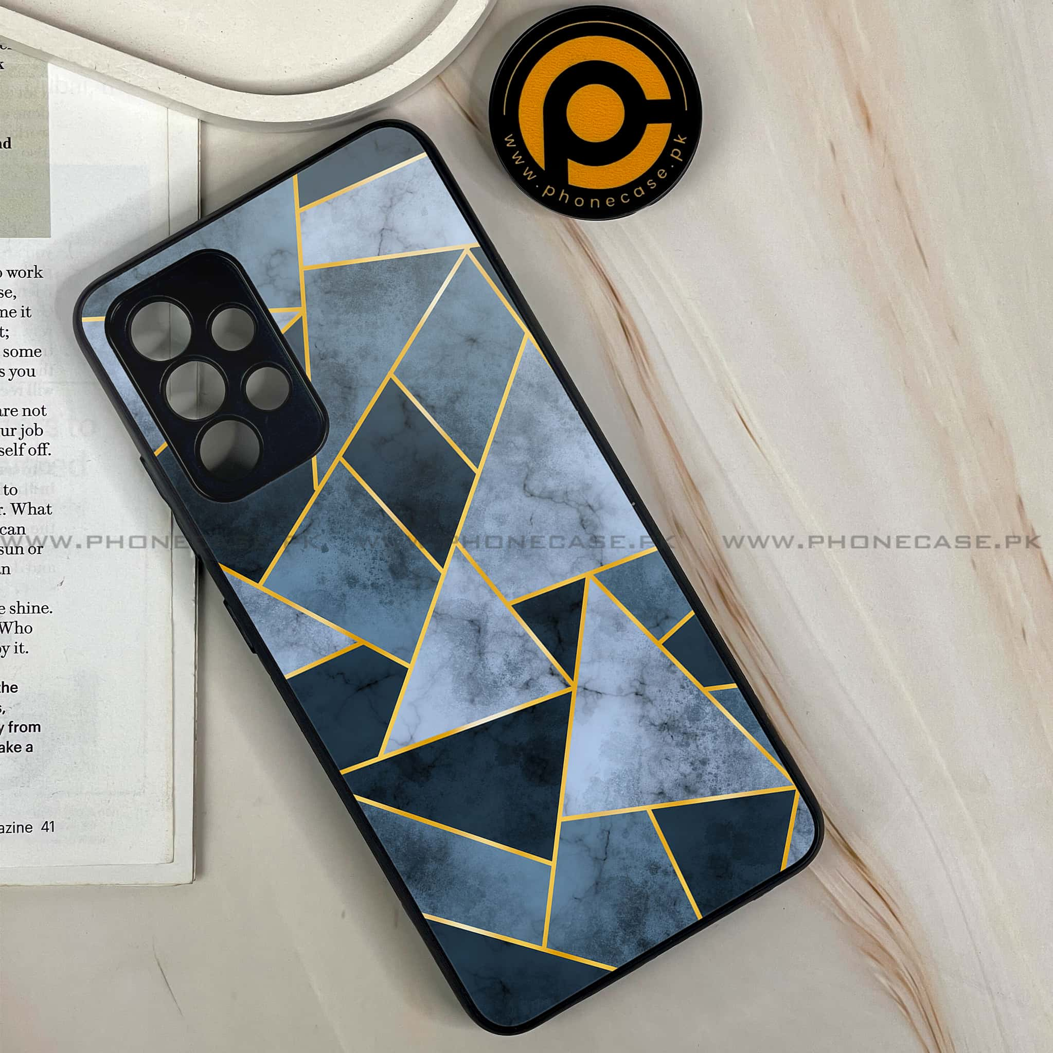 Samsung Galaxy A32 4G- Geometric Marble Series - Premium Printed Glass soft Bumper shock Proof Case