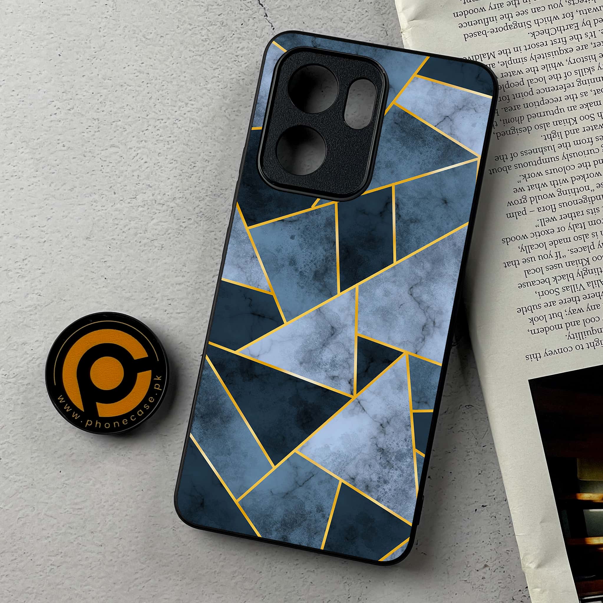 Oppo Reno 13F - Geometric Marble Series - Premium Metal Printed Soft Bumper Shockproof Case