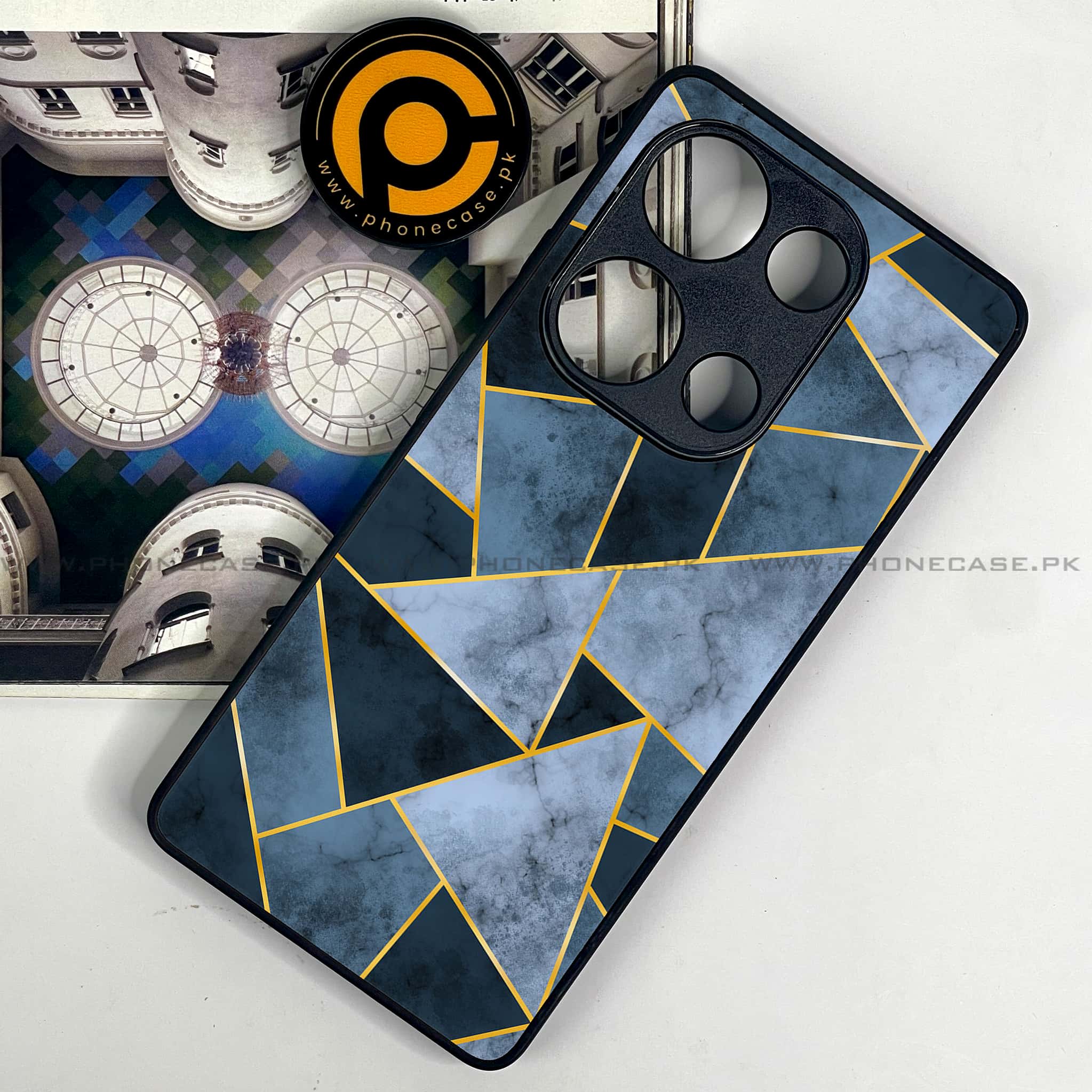 Redmi Note 13 Pro 4G - Geometric Marble Series - Premium Metal Printed soft Bumper shock Proof Case