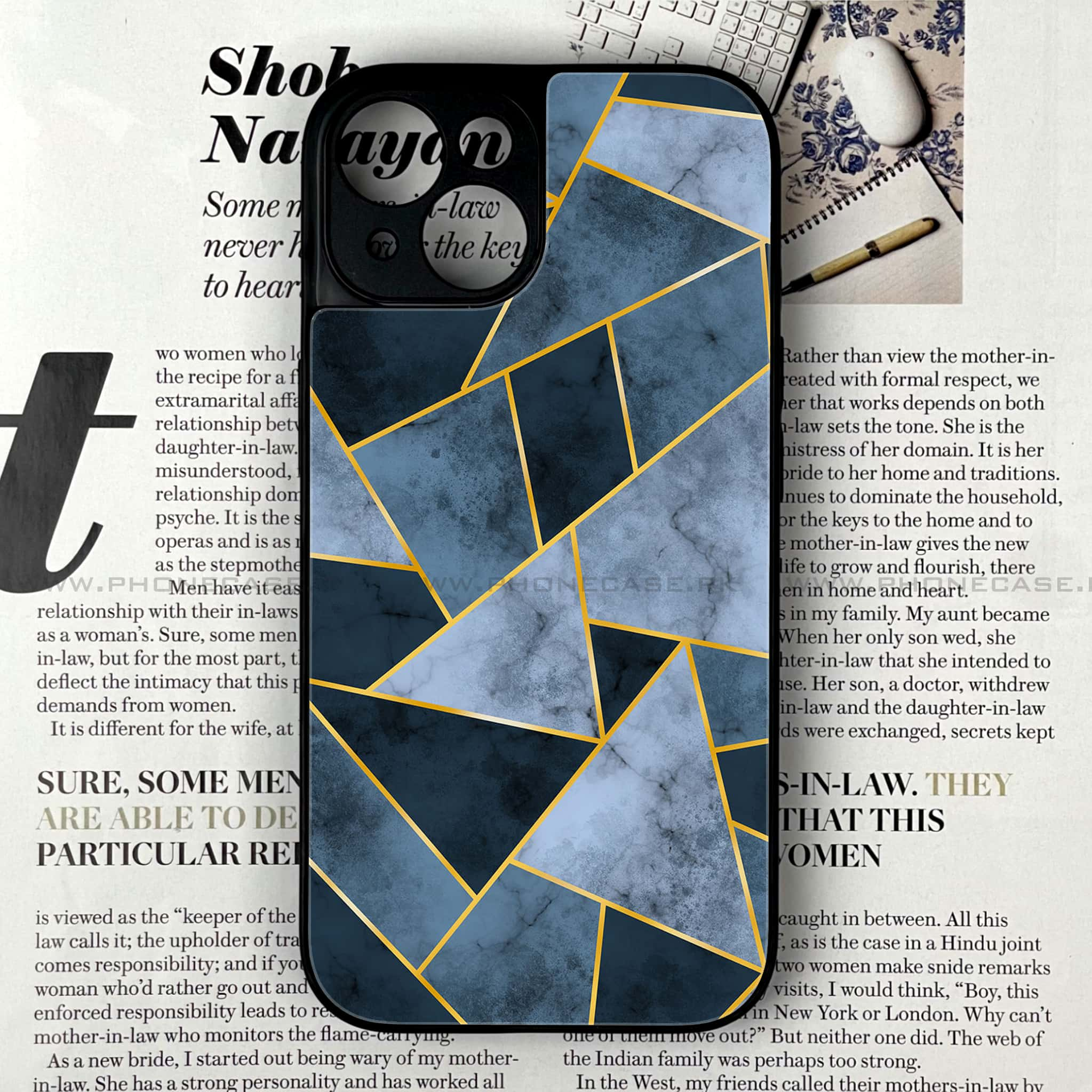 iPhone 14 - Geometric Marble Series - Premium Printed Glass soft Bumper shock Proof Case