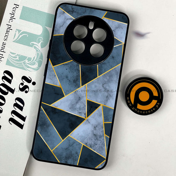 Realme 12 - Geometric Marble Design 3 - Premium Printed Glass soft Bumper shock Proof Case  CS-33504