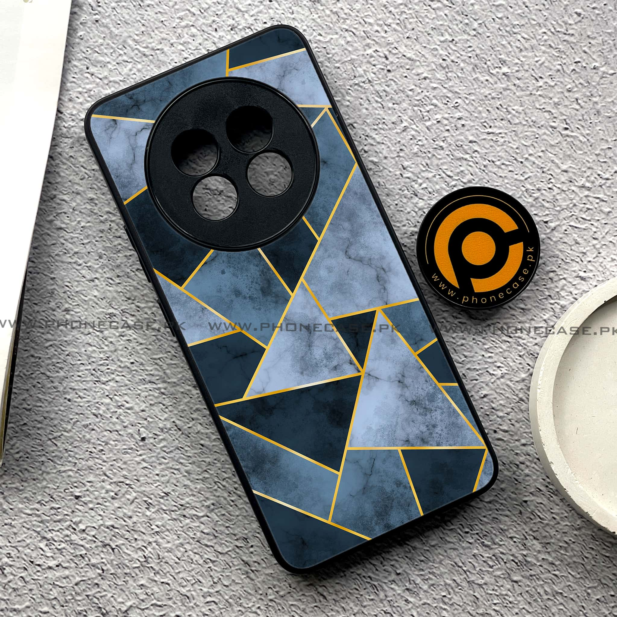 Realme 13 Plus - Geometric Marble Series - Premium Printed Glass soft Bumper shock Proof Case