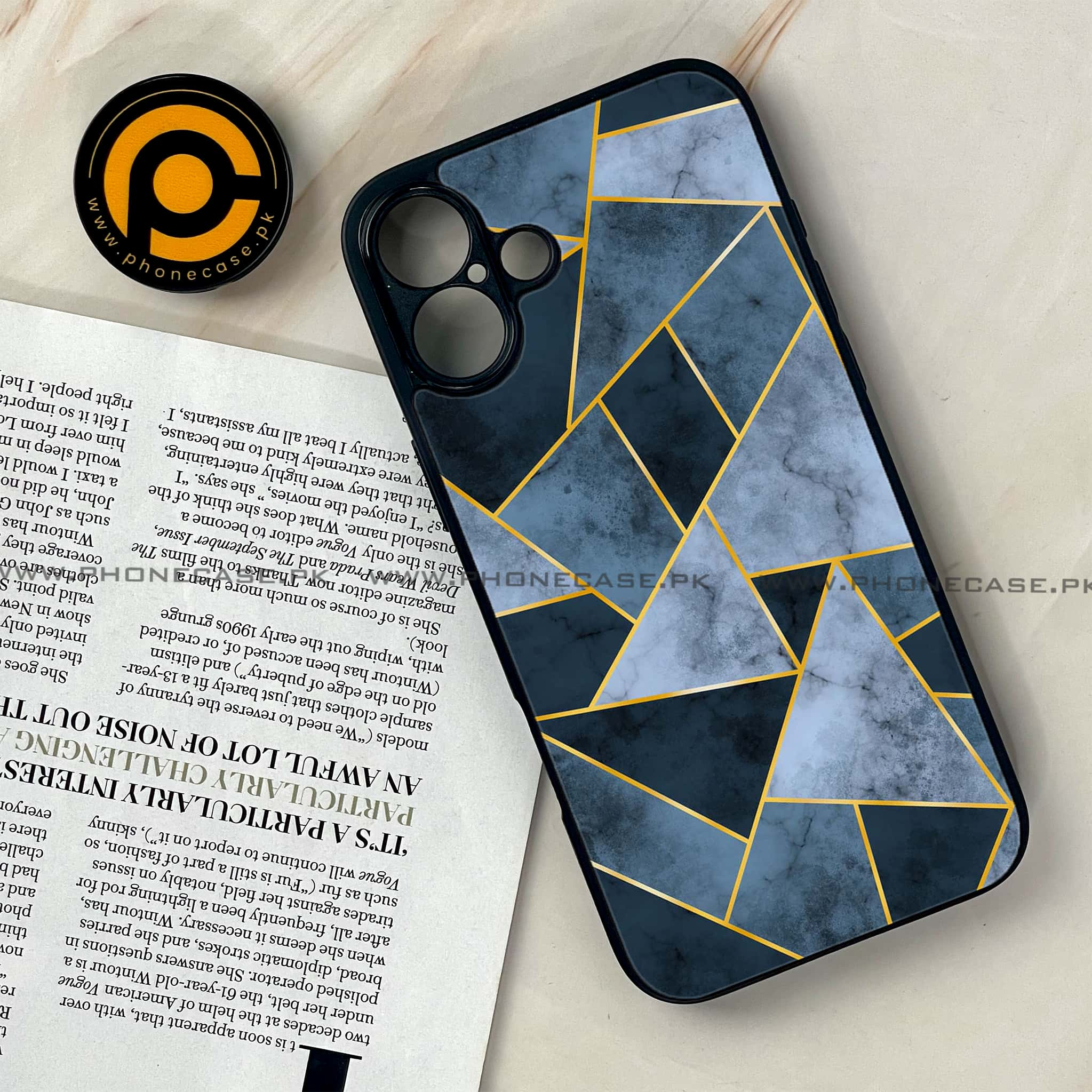 iPhone 16 - Geometric Marble Series - Premium Printed Glass soft Bumper shock Proof Case