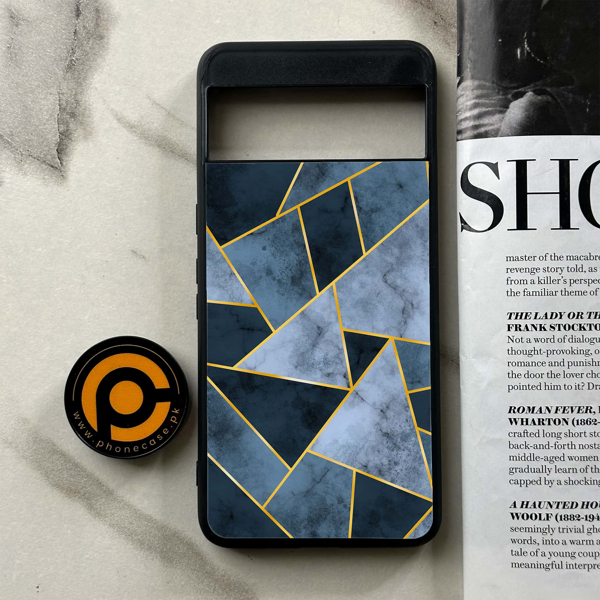 Google Pixel 8 Pro - Geometric Marble Series - Premium Printed Glass soft Bumper shock Proof Case