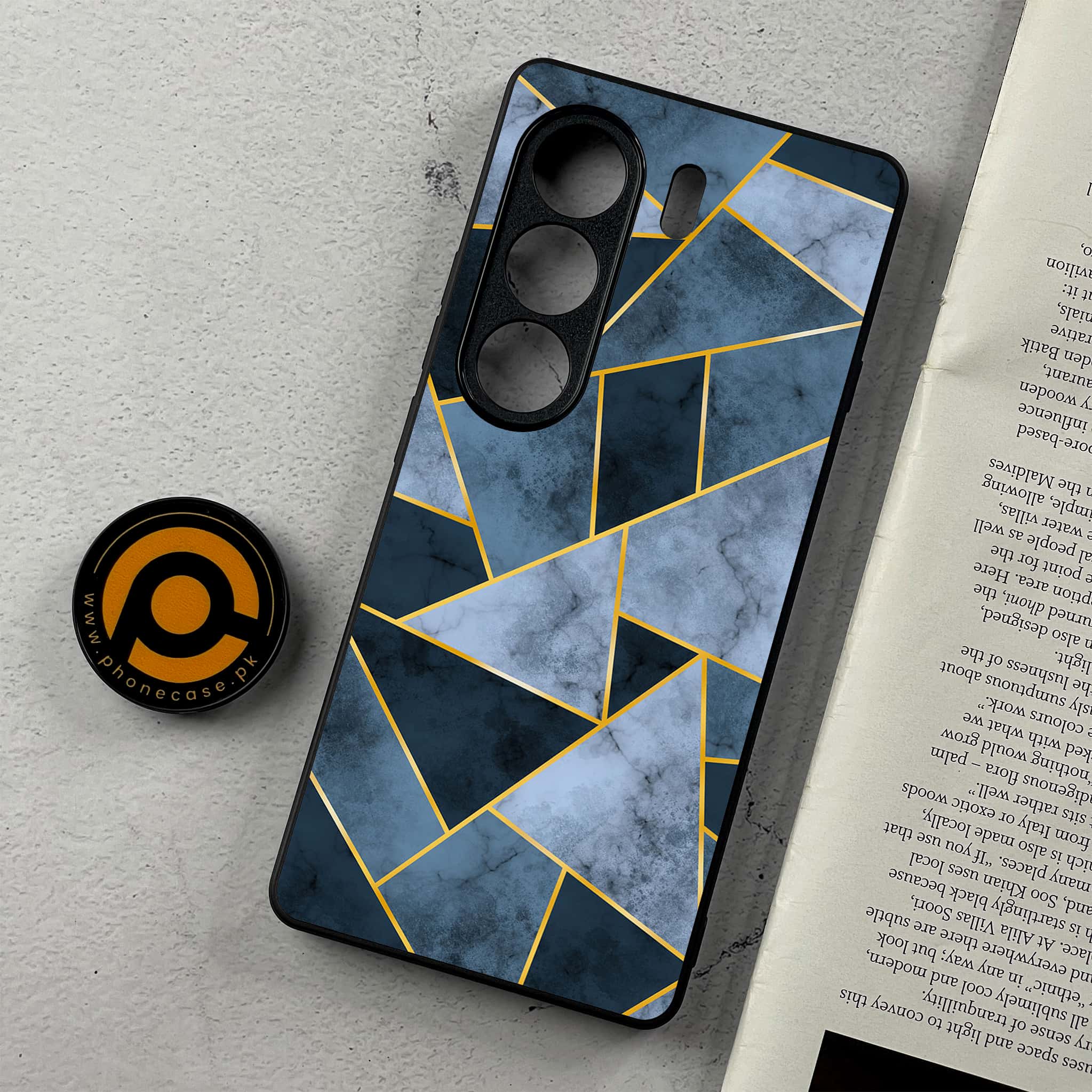 Tecno Camon 40 Pro - Geometric Marble Series - Premium Metal Printed Soft Bumper Shockproof Case