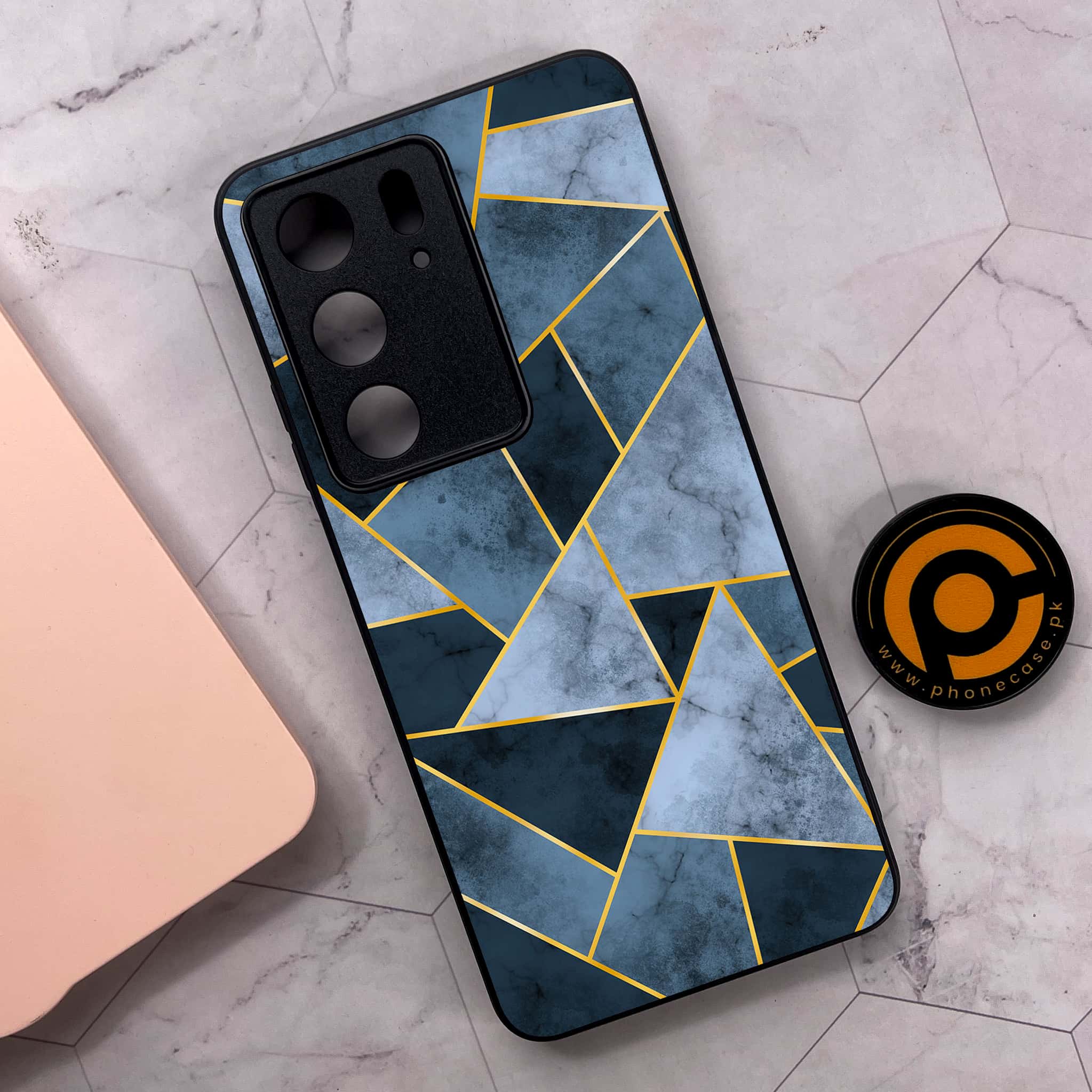 Realme C75x 4G - Geometric Marble Series - Premium Metal Printed soft Bumper shock Proof Case