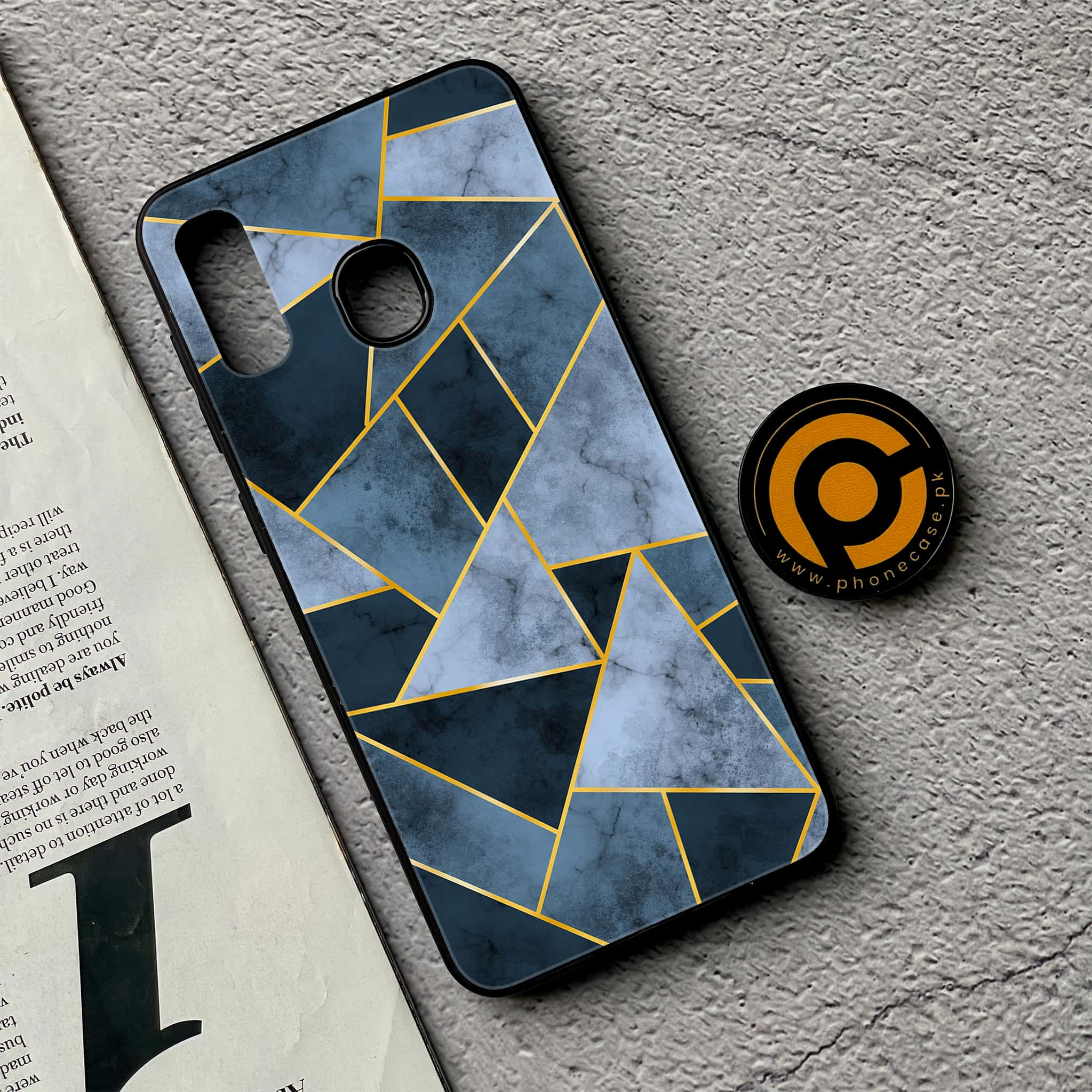 Galaxy A20/A30 - Geometric Marble Series - Premium Printed Glass soft Bumper shock Proof Case