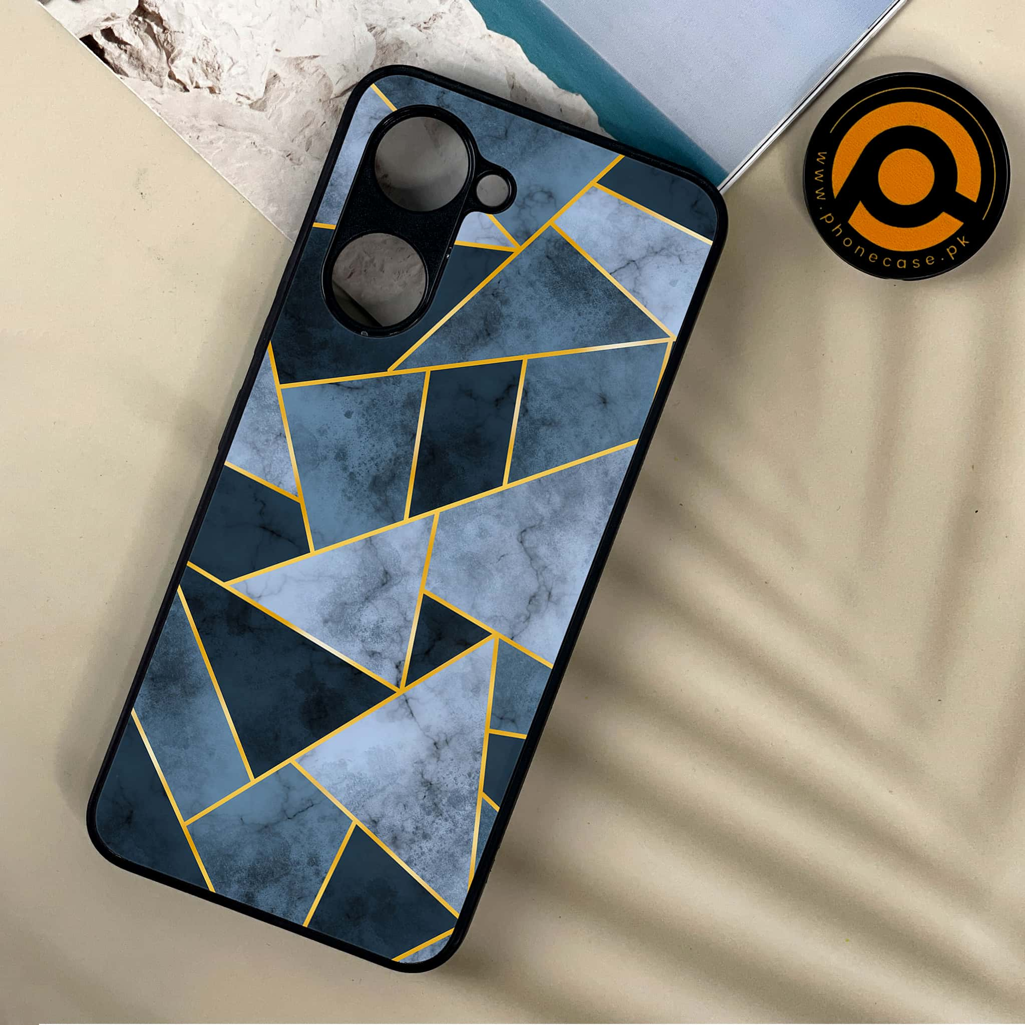 Vivo Y03 - Geometric Marble Series - Premium Printed Metal soft Bumper shock Proof Case