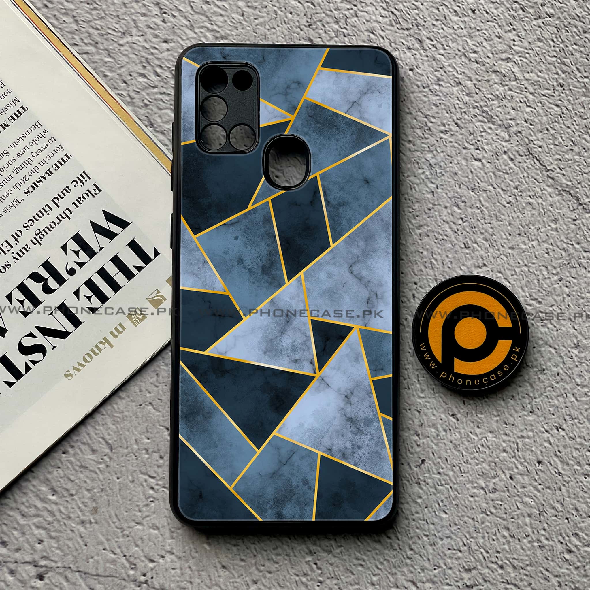Samsung Galaxy A21s - Geometric Marble Series - Premium Printed Glass soft Bumper shock Proof Case