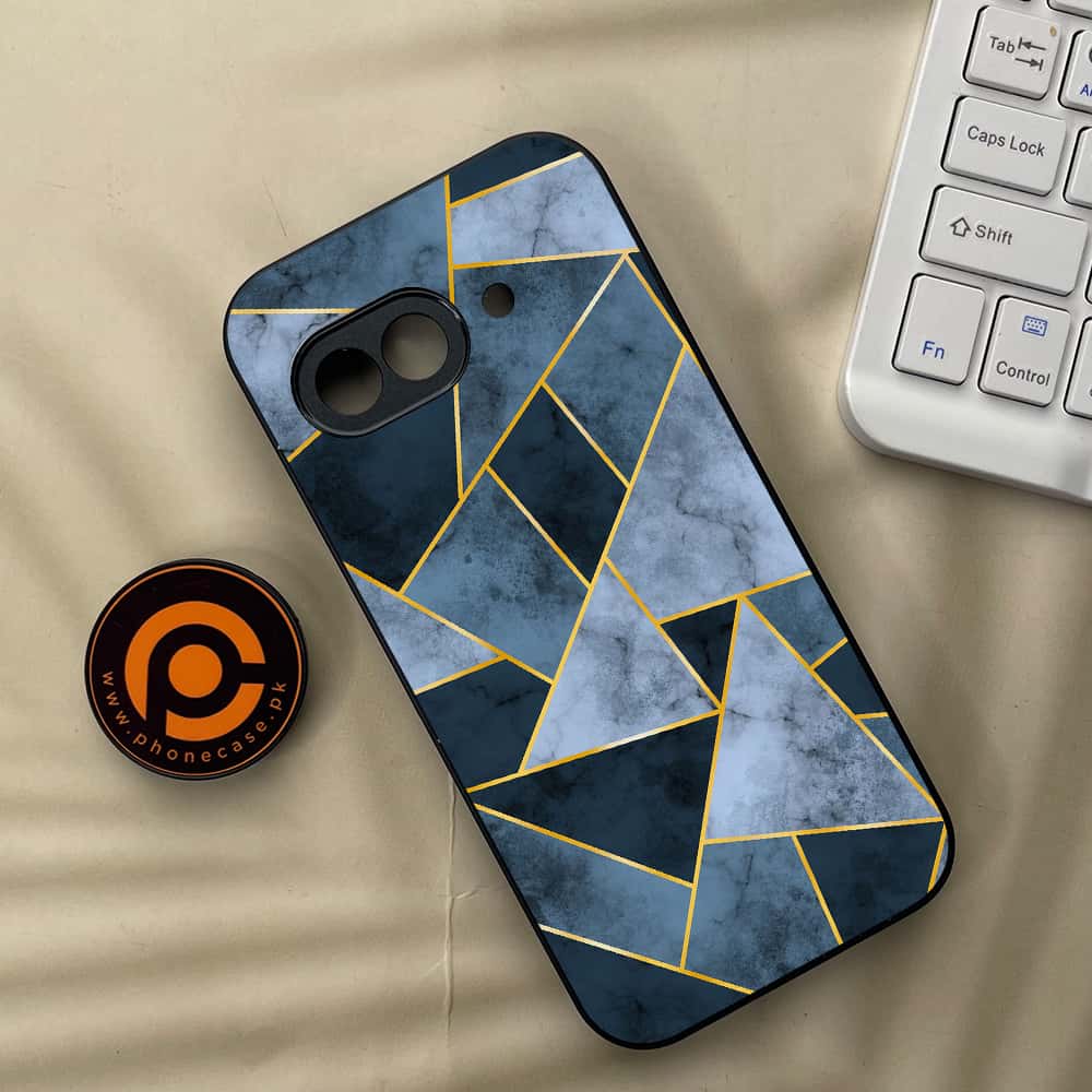 Google Pixel 9a - Geometric Marble Series - Premium Metal Printed soft Bumper Shock Proof Case