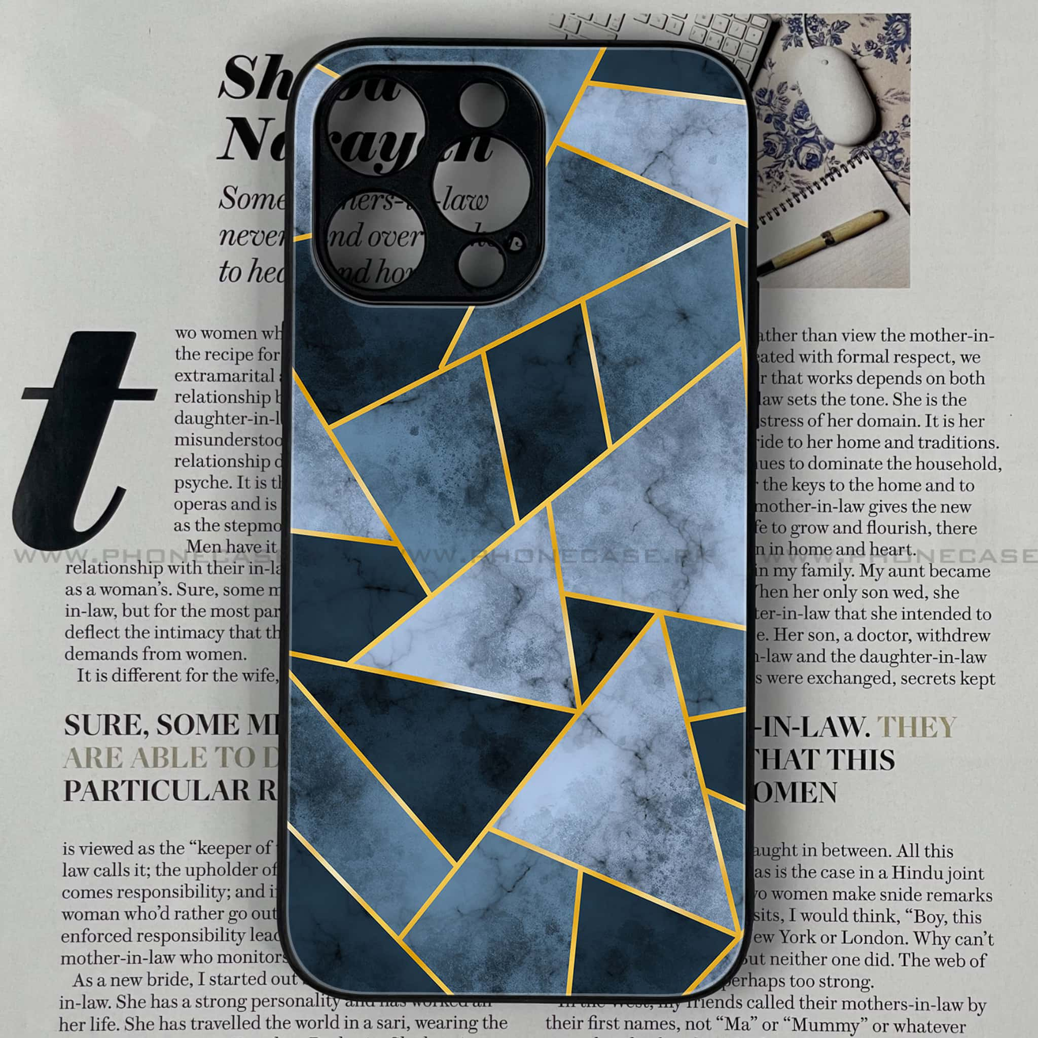 iPhone 15 Pro Max - Geometric Marble Series - Premium Printed Glass soft Bumper shock Proof Case