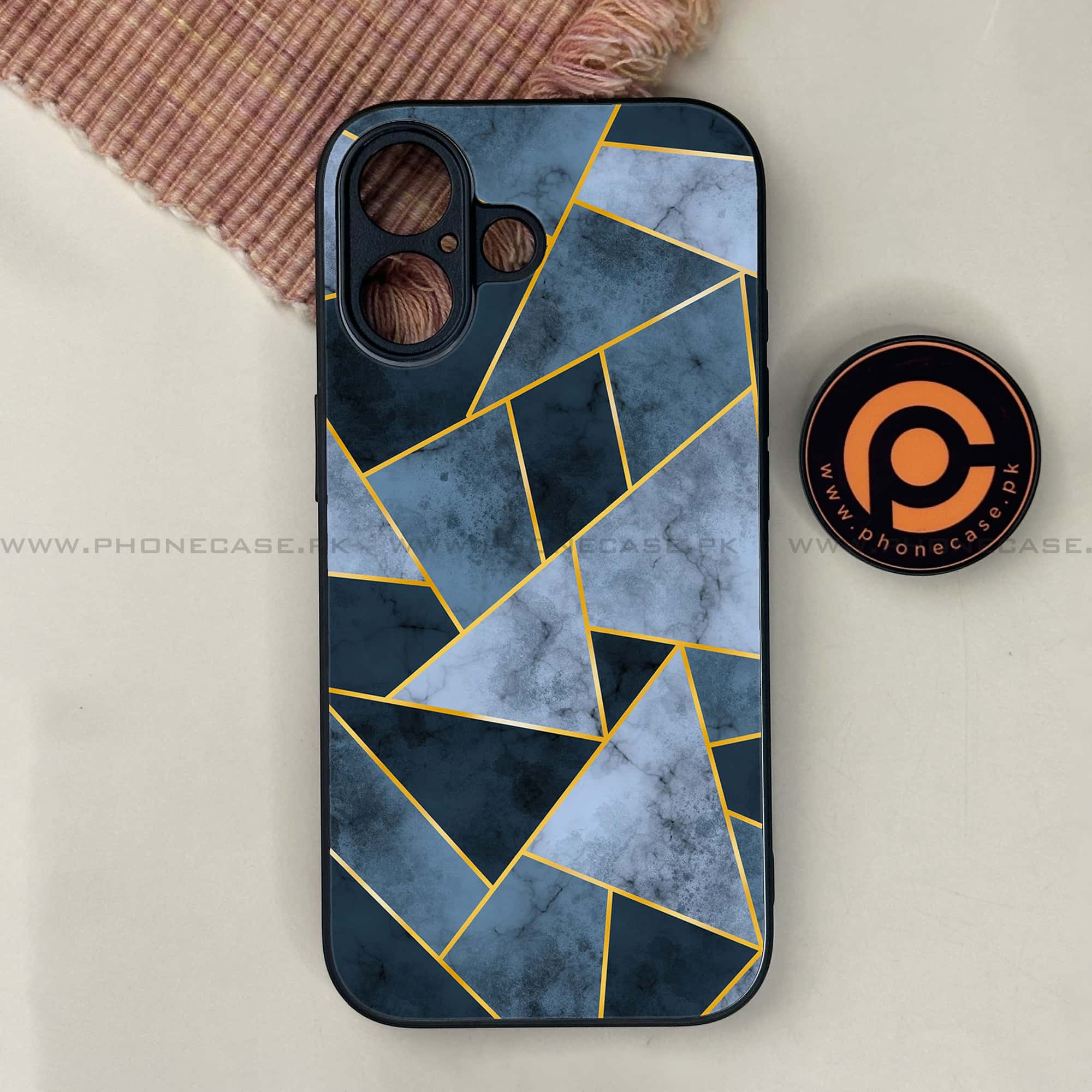 iPhone 17 - Geometric Marble Series - Premium Printed Glass soft Bumper shock Proof Case