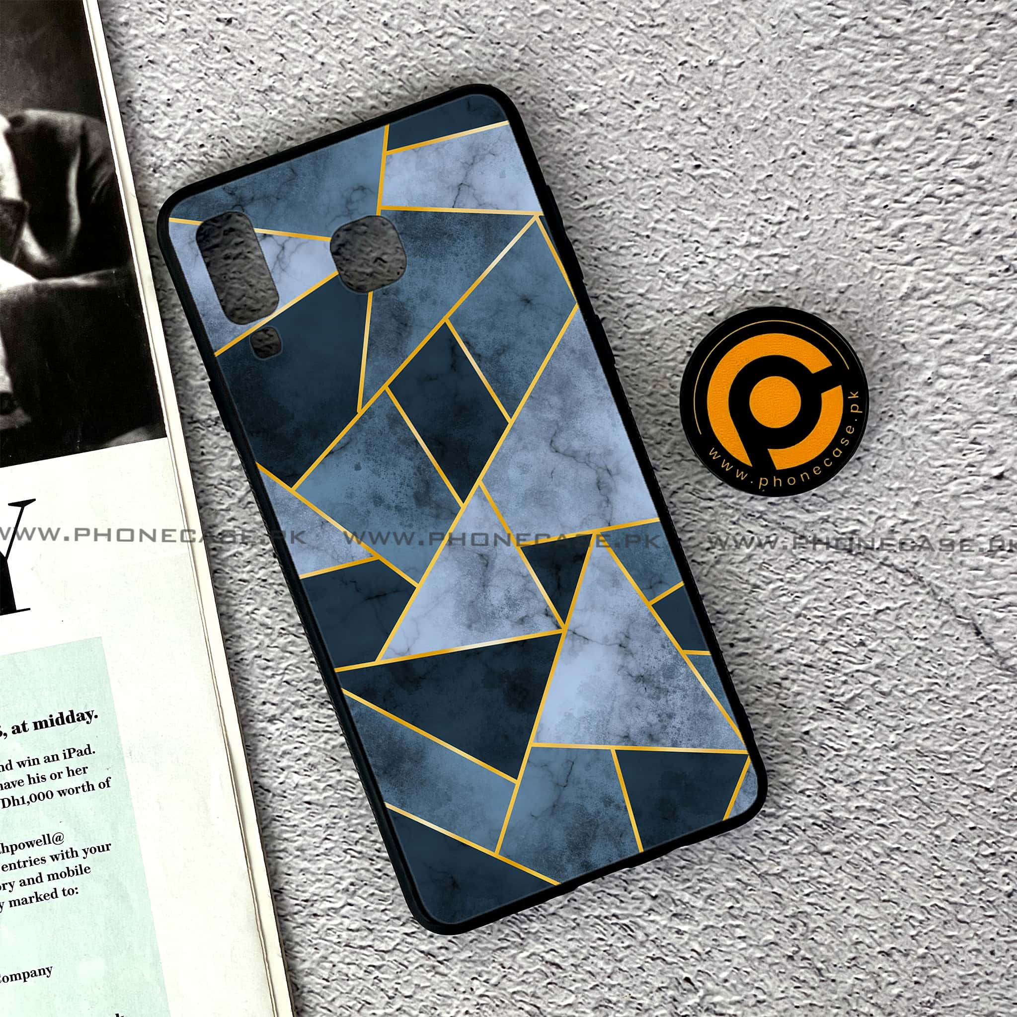 Samsung Galaxy A8 Star(A9 Star) - Geometric Marble Series - Premium Printed Glass soft Bumper shock Proof Case