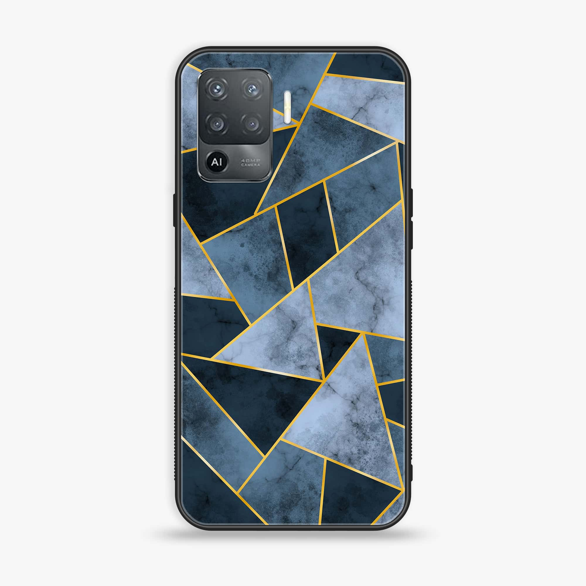 Oppo F19 Pro - Geometric Marble Series - Premium Printed Glass soft Bumper shock Proof Case