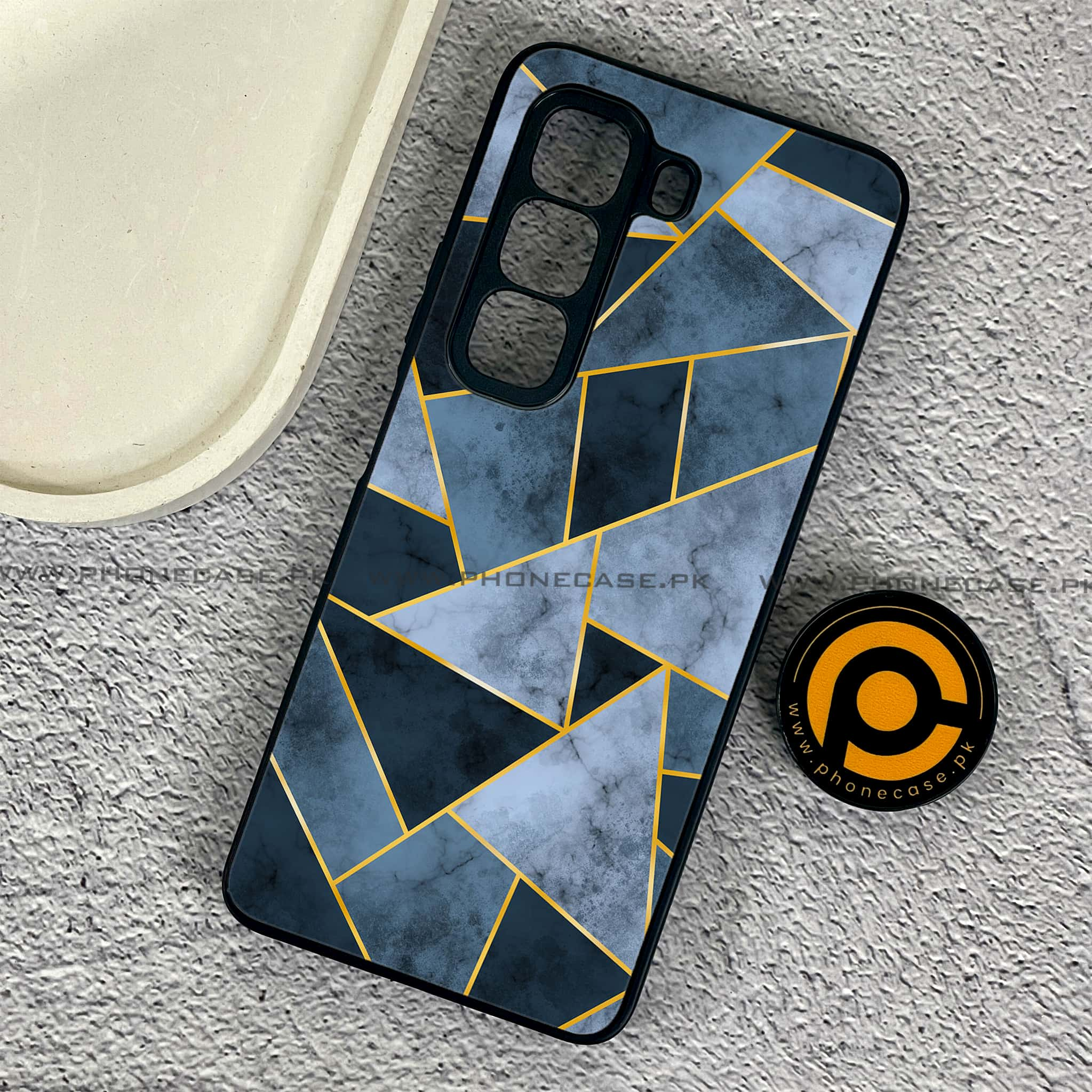 Infinix Hot 50 Pro - Geometric Marble Series - Premium Printed Glass soft Bumper shock Proof Case