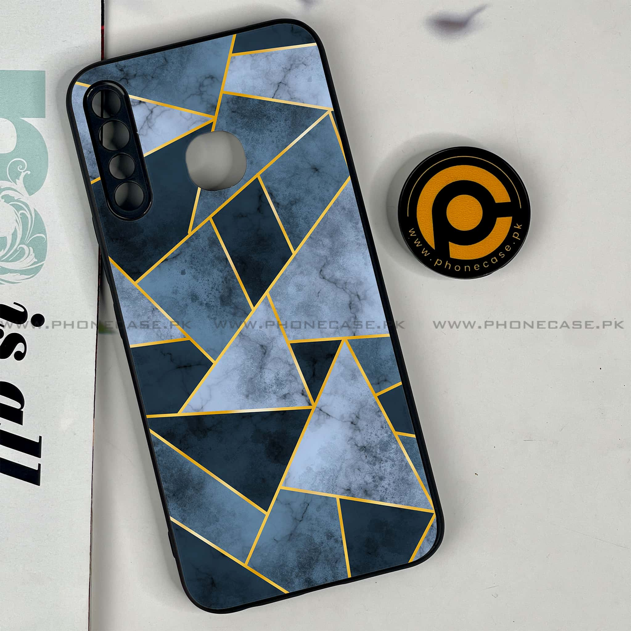 Infinix Hot 8 Lite - Geometric Marble Series - Premium Printed Glass soft Bumper shock Proof Case