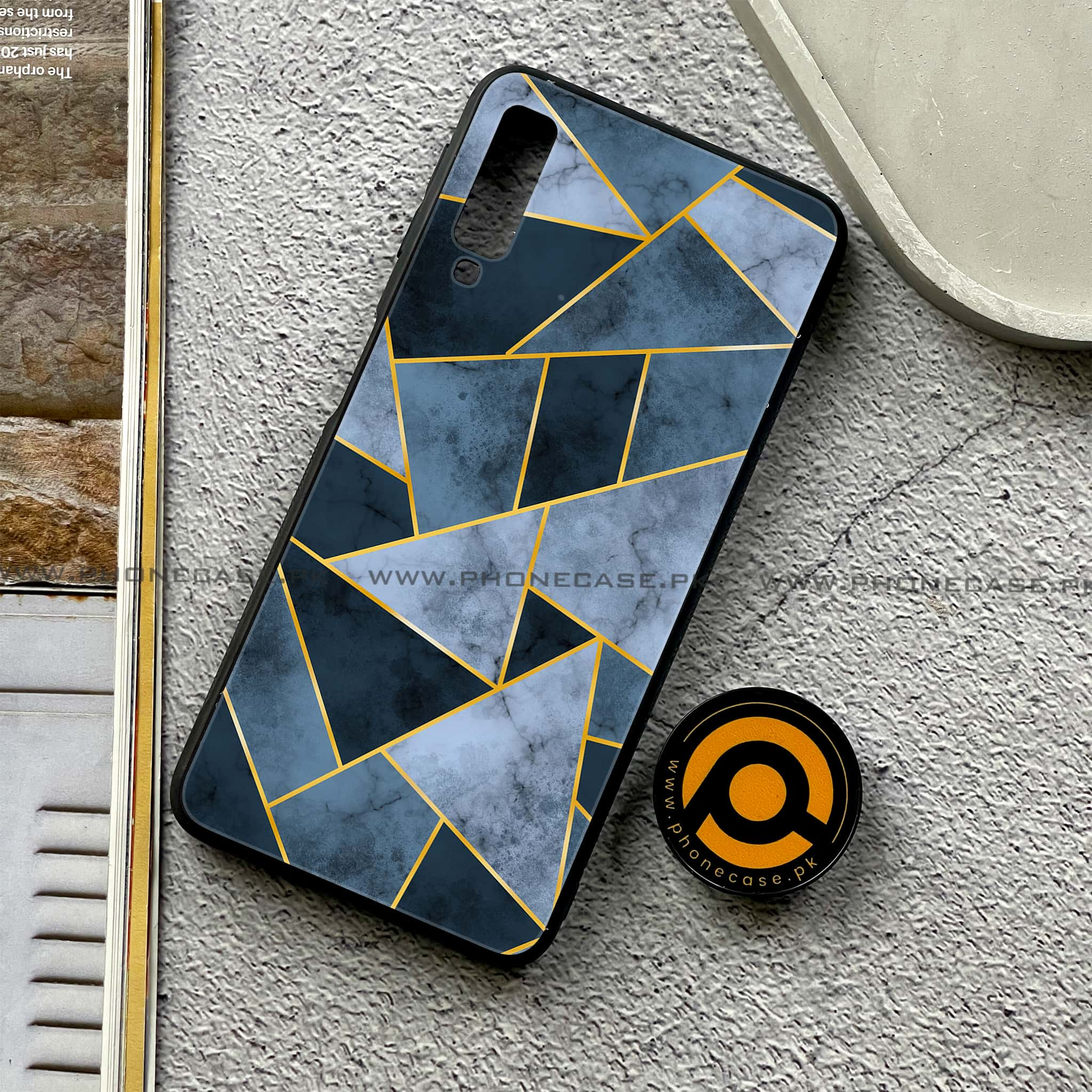 Galaxy A7 2018 - Geometric Marble Series - Premium Printed Metal soft Bumper shock Proof Case