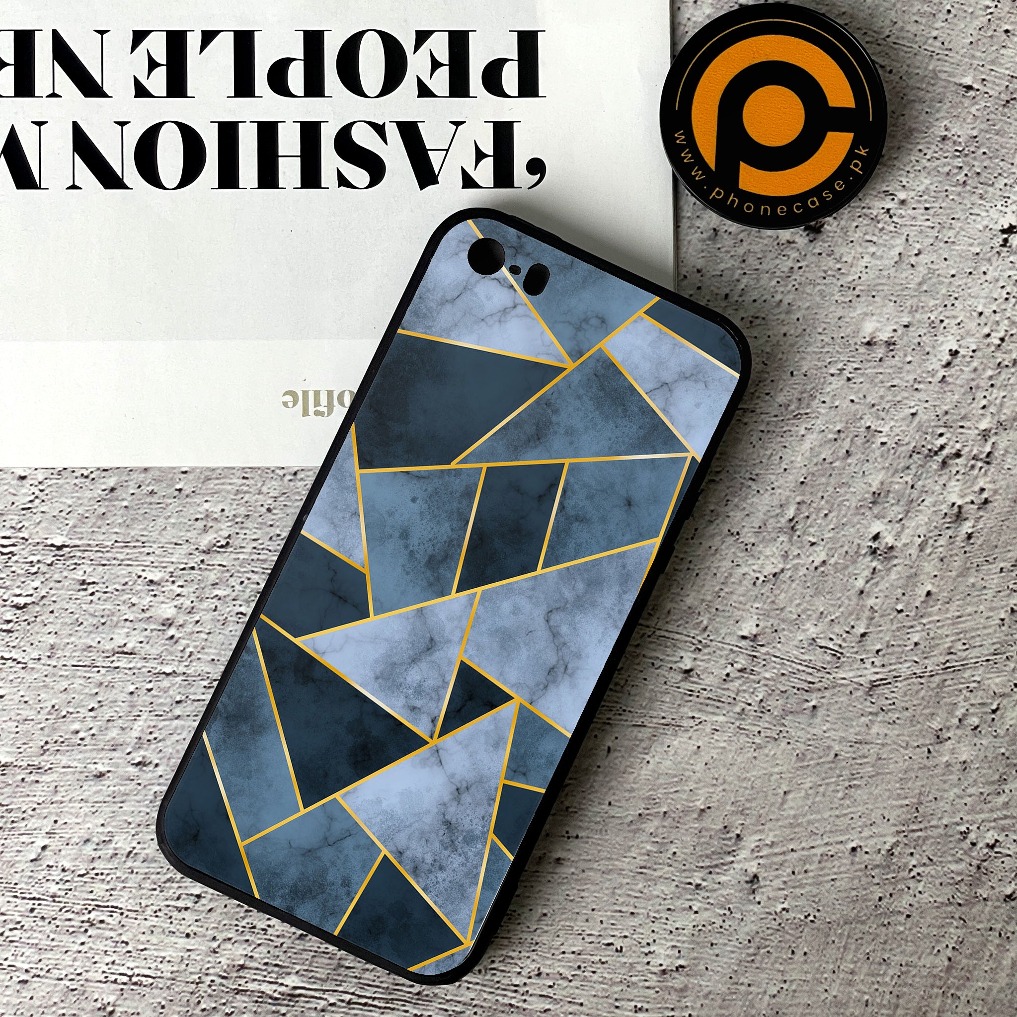 iPhone 5/5c/5s - Geometric Marble Series - Premium Printed Glass soft Bumper shock Proof Case