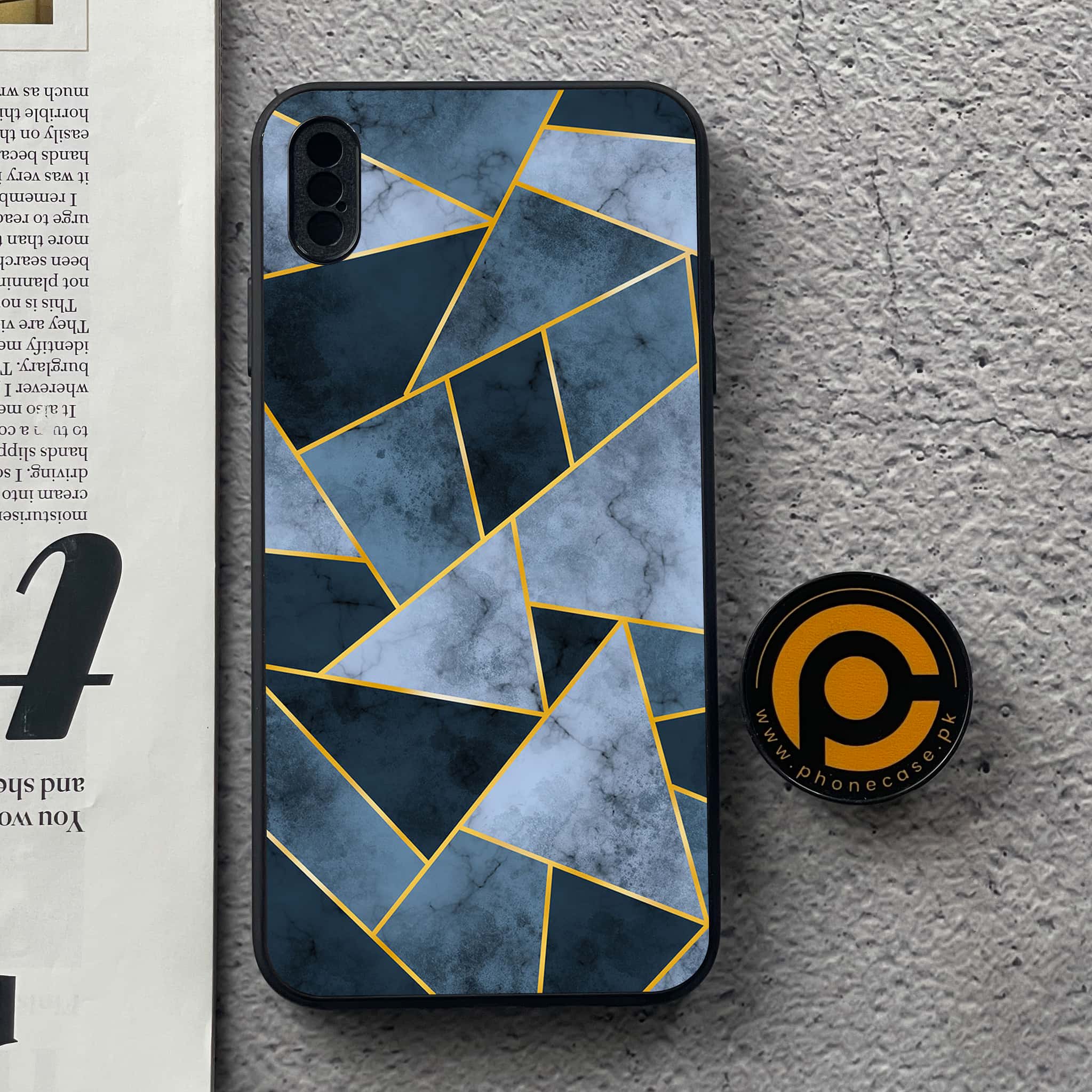 iPhone XS Max - Geometric Marble Series - Premium Metal Printed soft Bumper shock Proof Case
