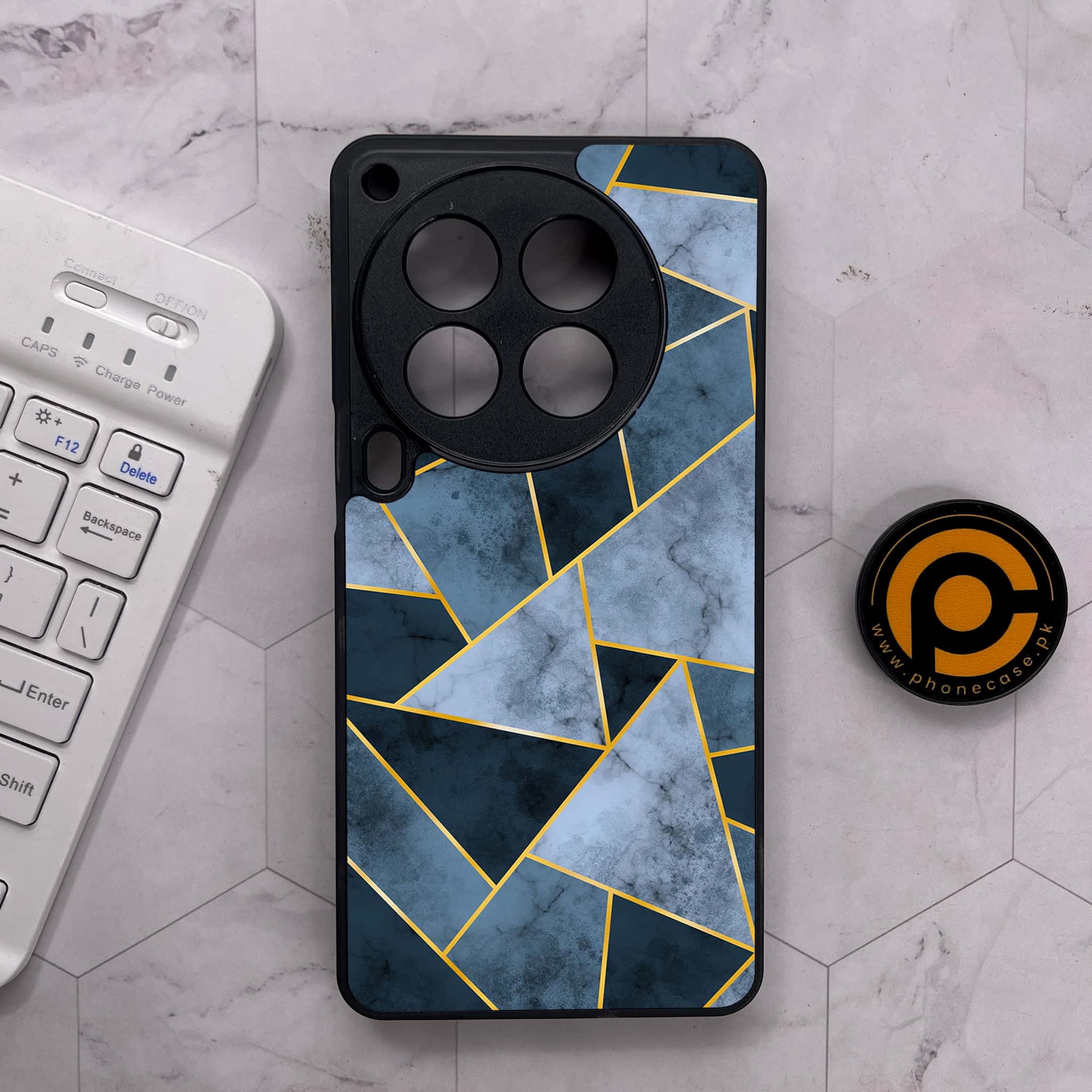 Tecno Camon 30 Premier - Geometric Marble Series - Premium Metal Printed soft Bumper shock Proof Case