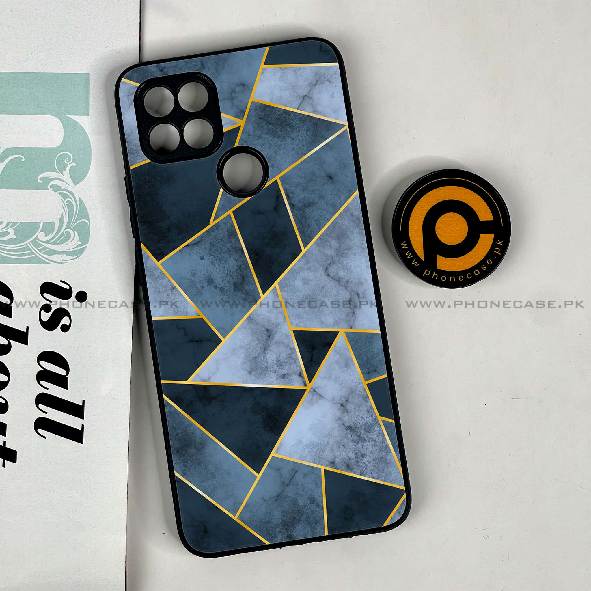 Oppo A15s - Geometric Marble Series - Premium Printed Glass soft Bumper shock Proof Case