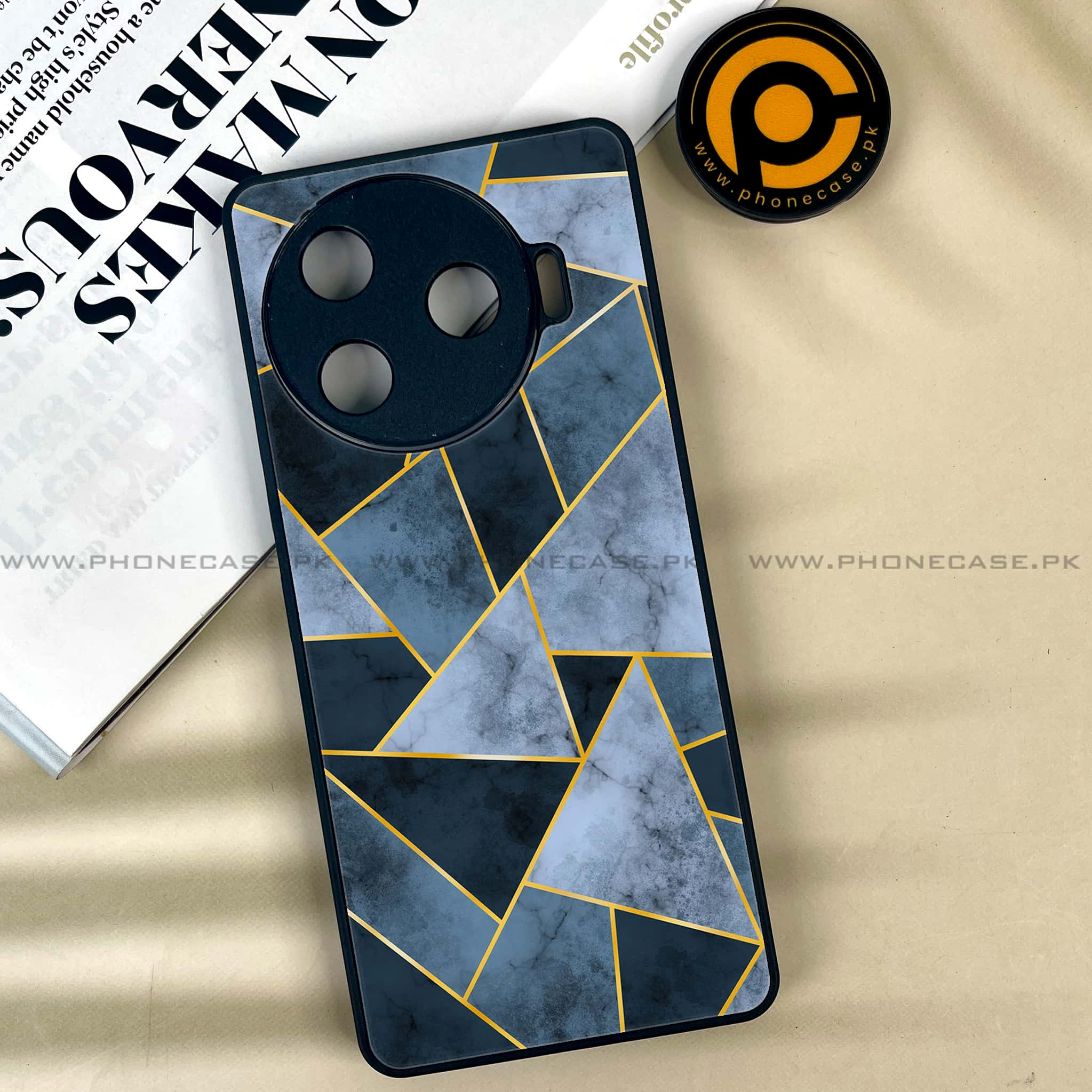 Tecno Camon 30 Pro - Geometric Marble Series - Premium Printed Glass soft Bumper shock Proof Case