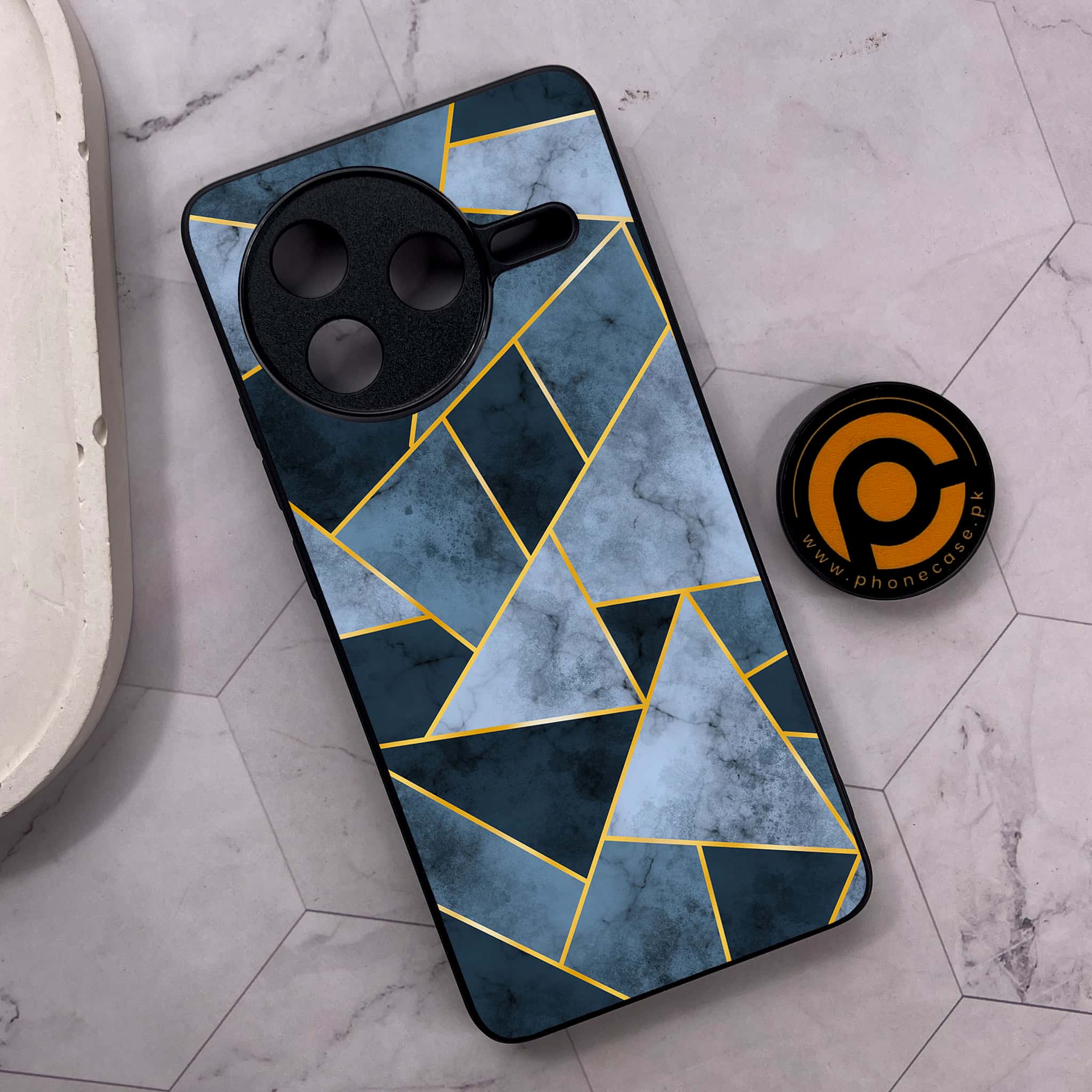 Xiaomi Poco F7 Pro 5G - Geometric Marble Series - Premium Metal Printed soft Bumper shock Proof Case