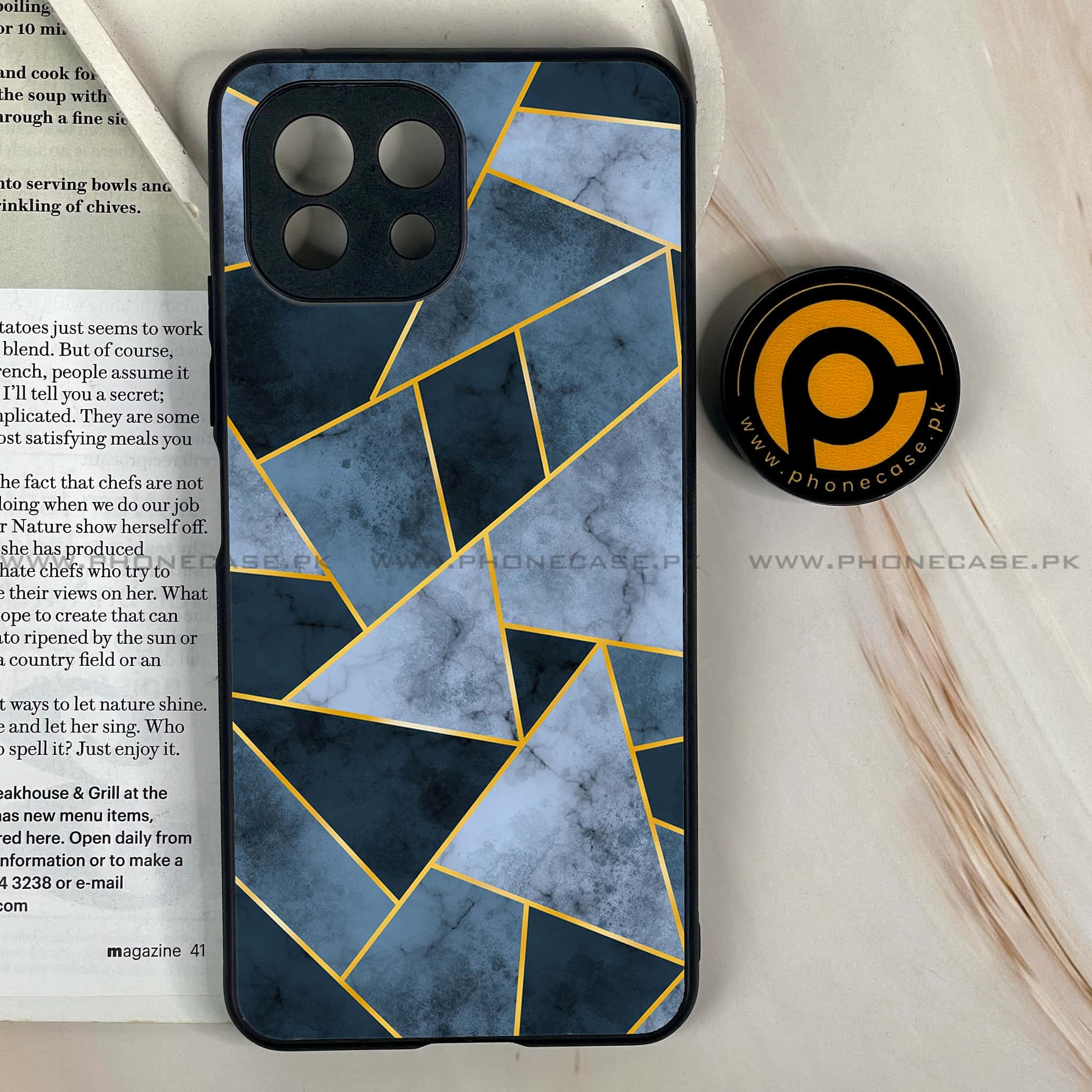 Mi 11 Lite - Geometric Marble Series - Premium Printed Glass soft Bumper shock Proof Case