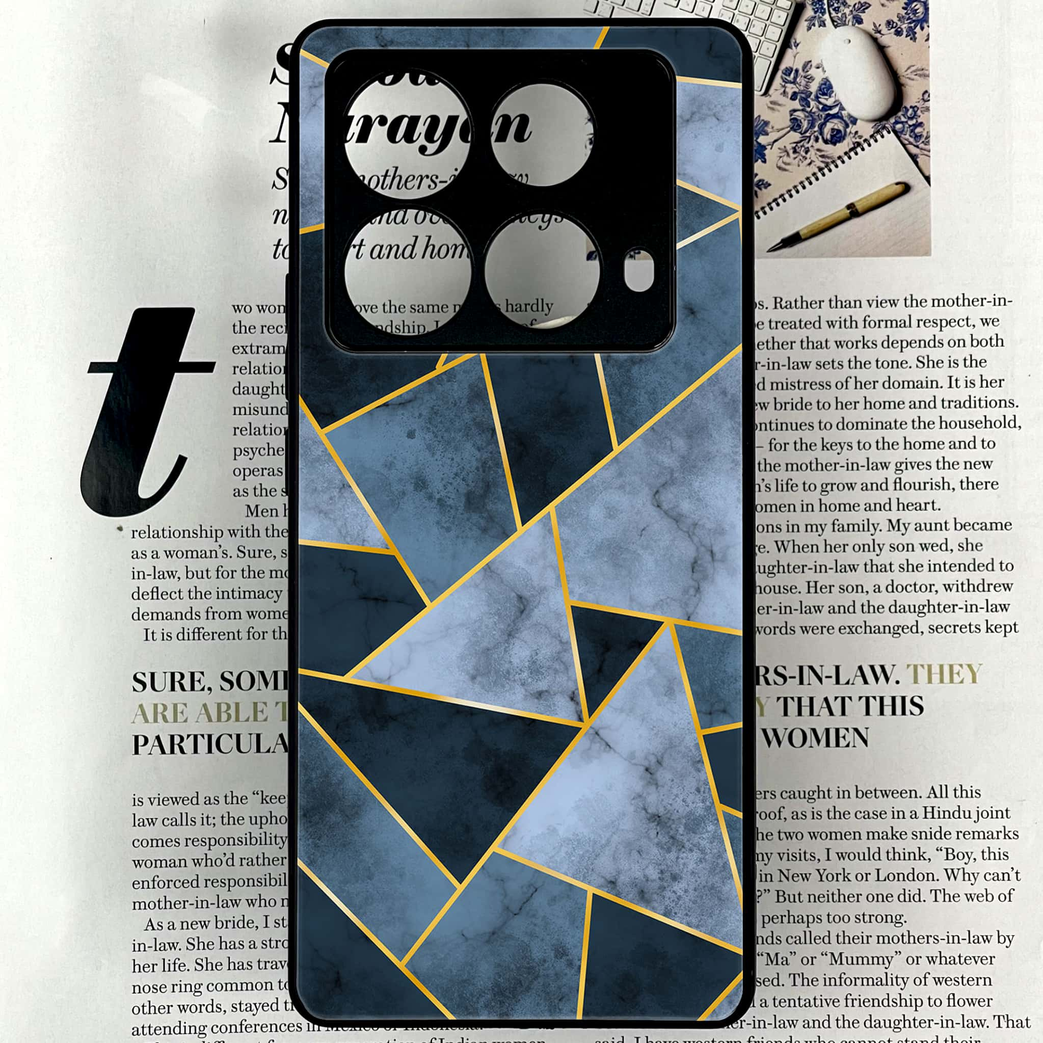 Infinix Note 40 4G - Geometric Marble Series - Premium Printed Glass soft Bumper shock Proof Case