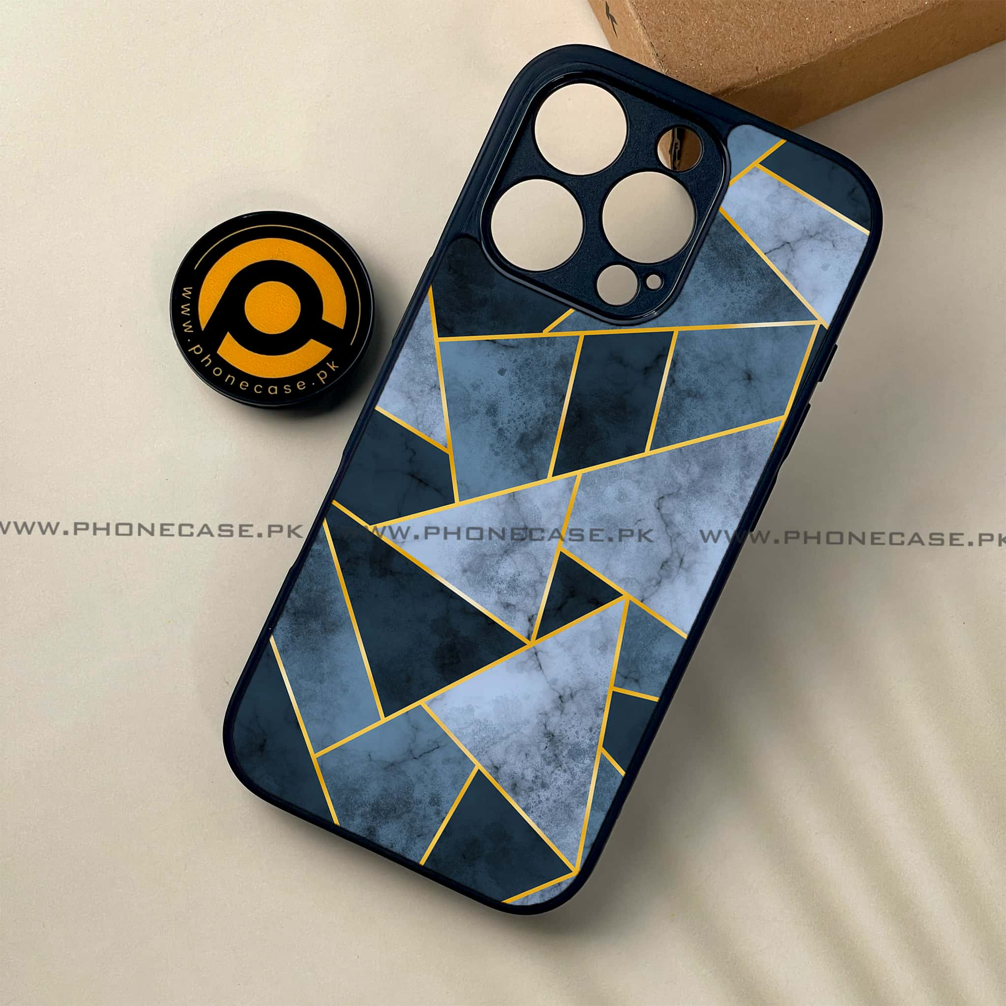 iPhone 16 Pro - Geometric Marble Series - Premium Printed Glass soft Bumper shock Proof Case