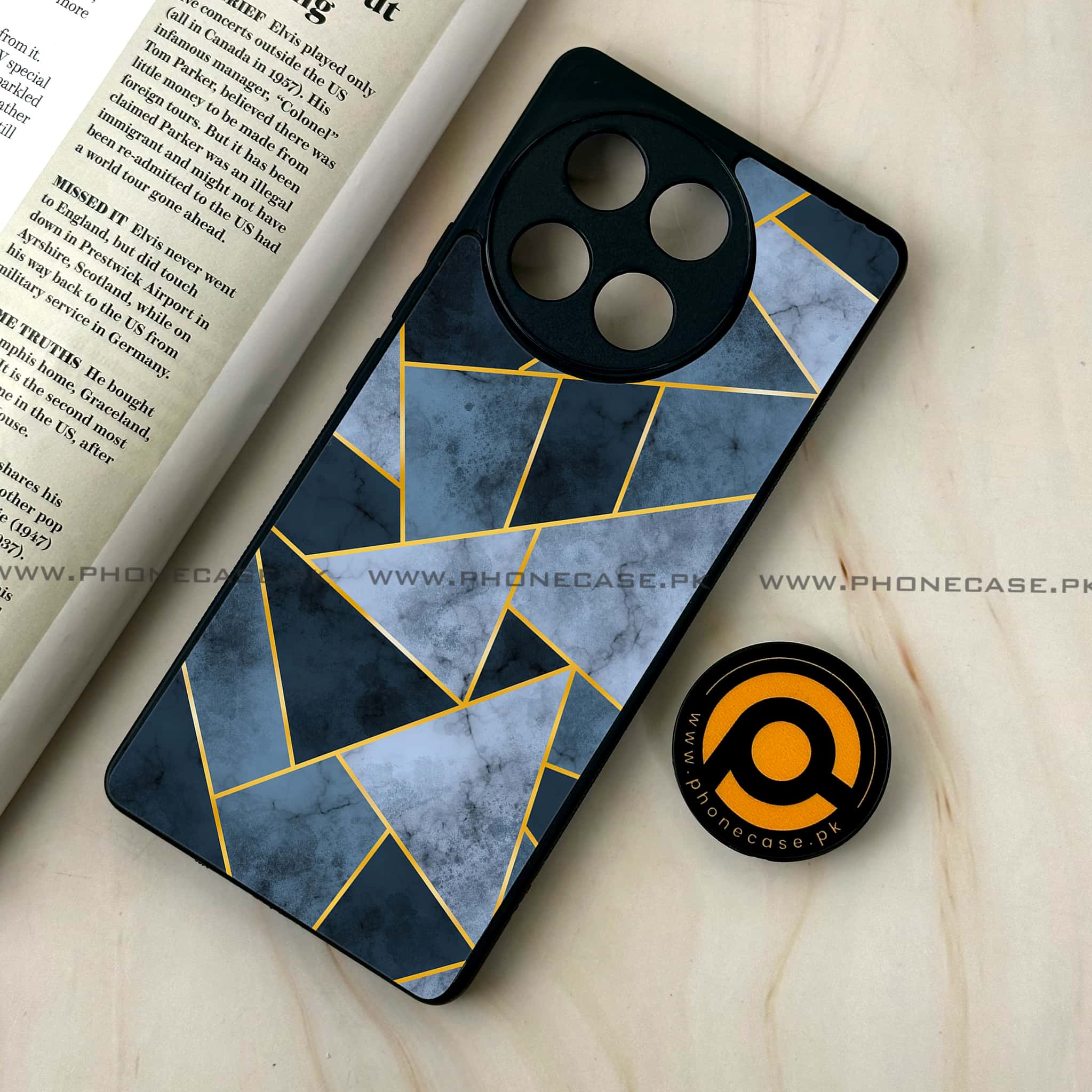 Tecno Camon 30s - Geometric Marble Series - Premium Metal Printed soft Bumper shock Proof Case