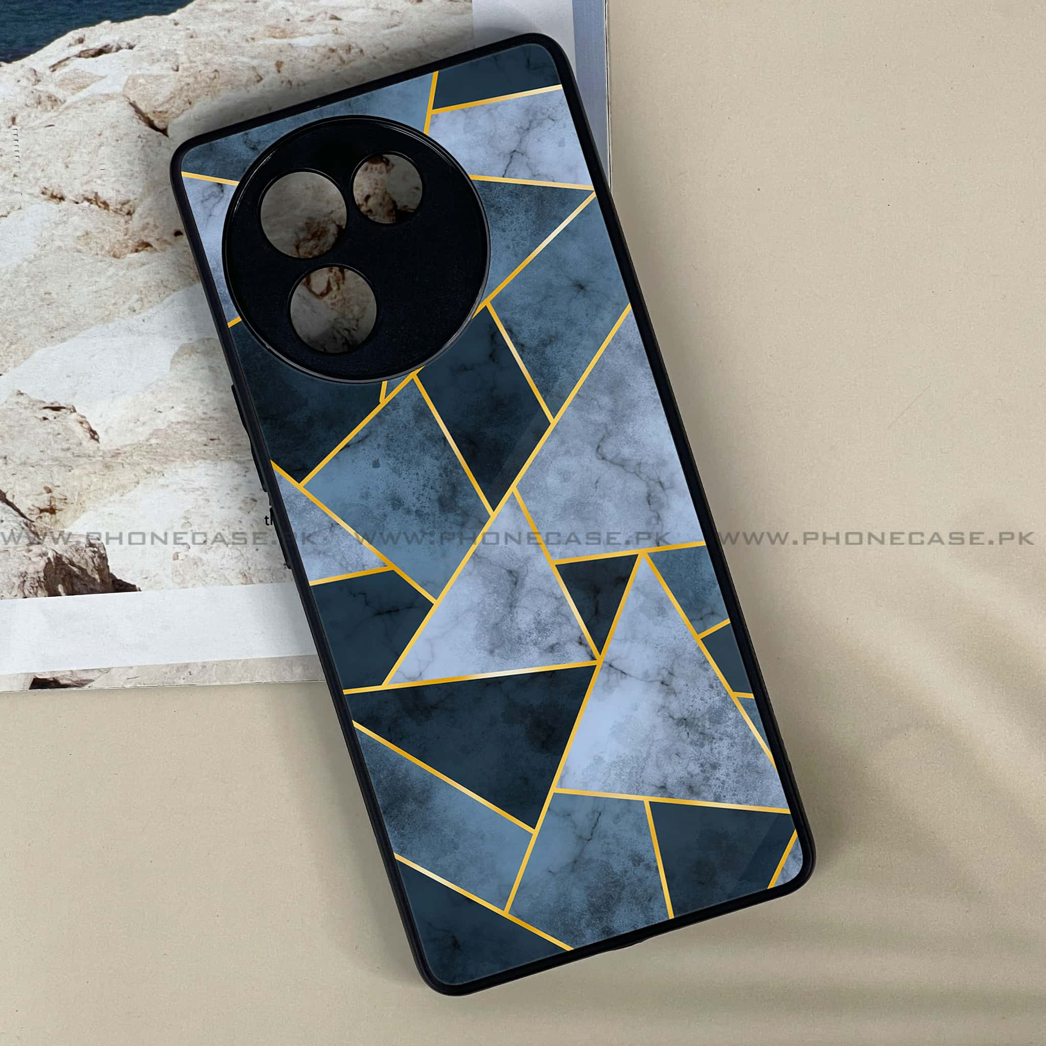 Vivo V30E - Geometric Marble Series - Premium Printed Metal soft Bumper shock Proof Case