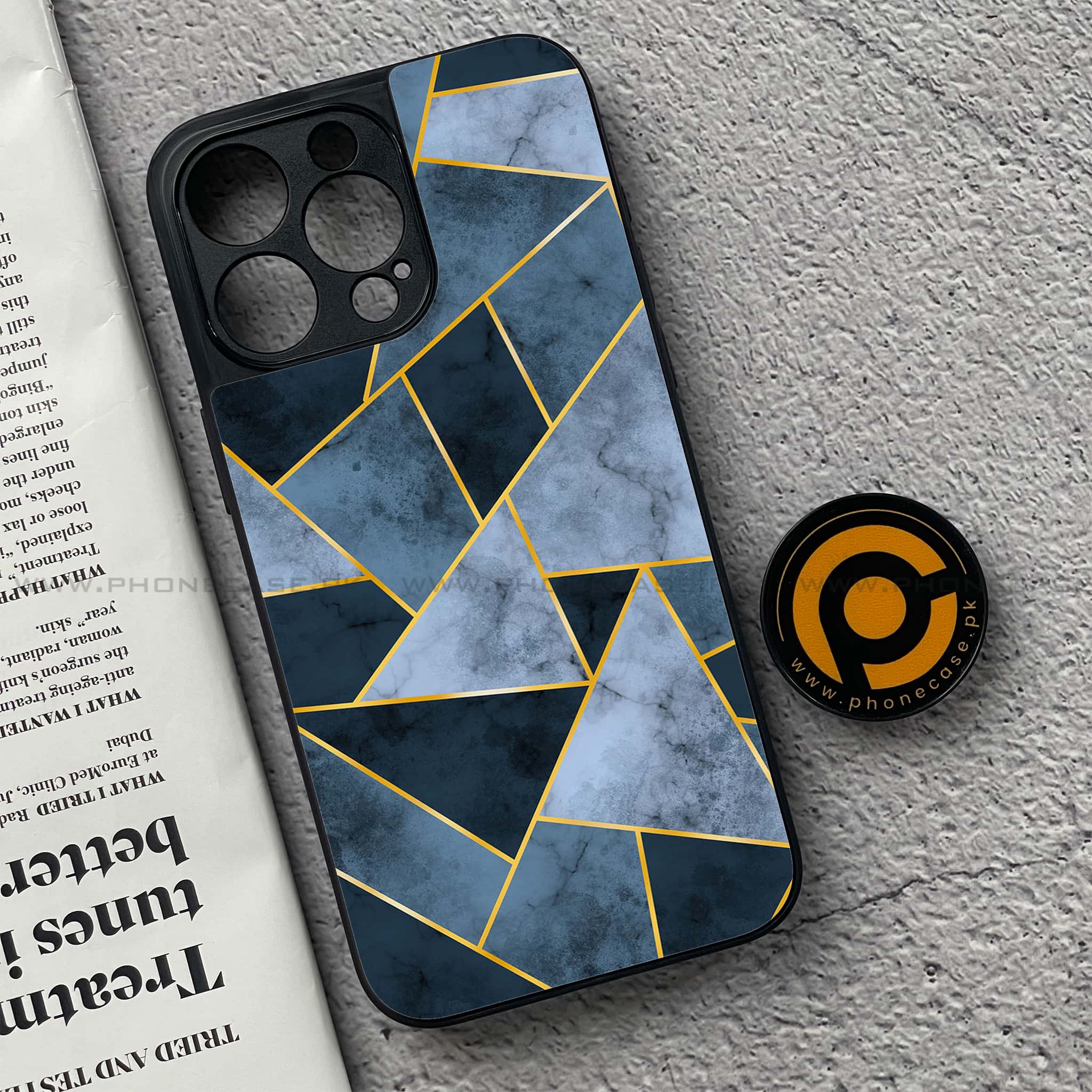 iPhone 15 Pro - Geometric Marble Series - Premium Metal Printed soft Bumper shock Proof Case