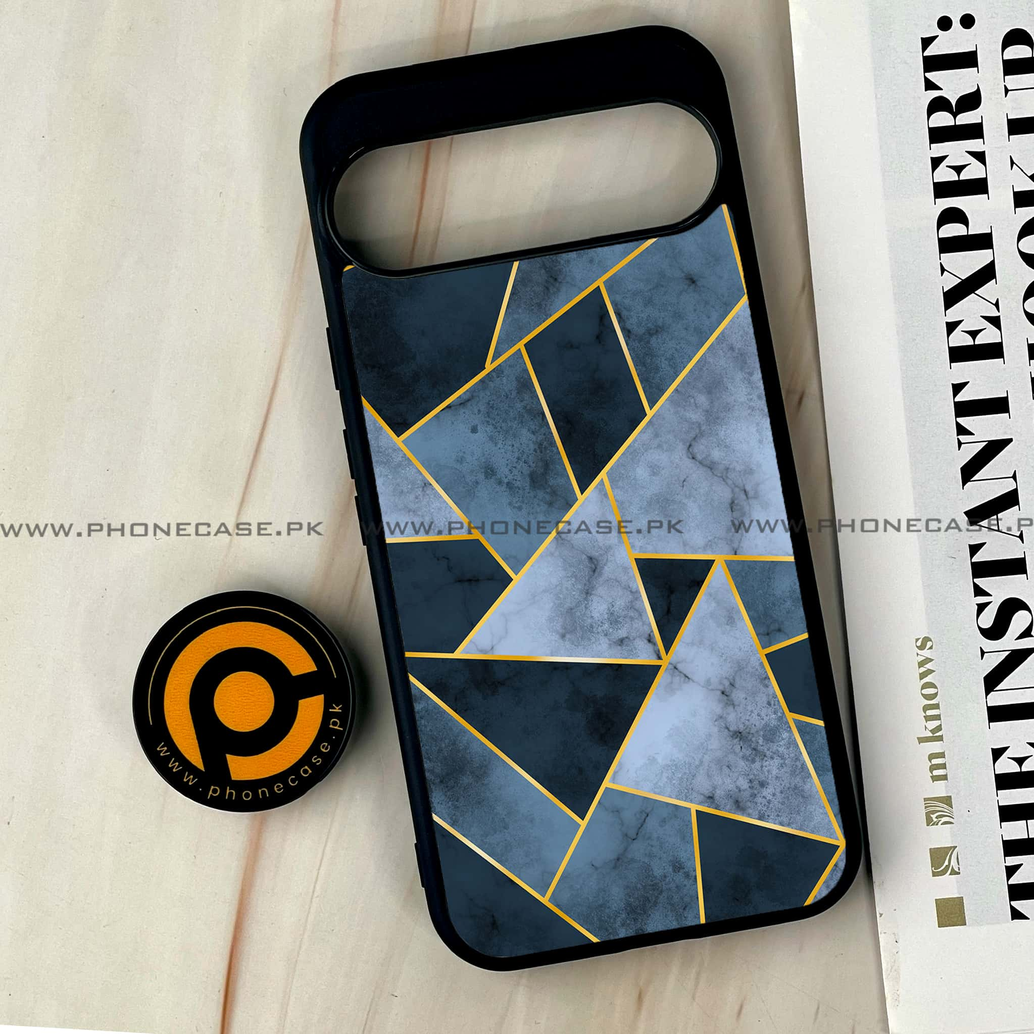 Google Pixel 9 Pro XL - Geometric Marble Series - Premium Printed Glass soft Bumper shock Proof Case