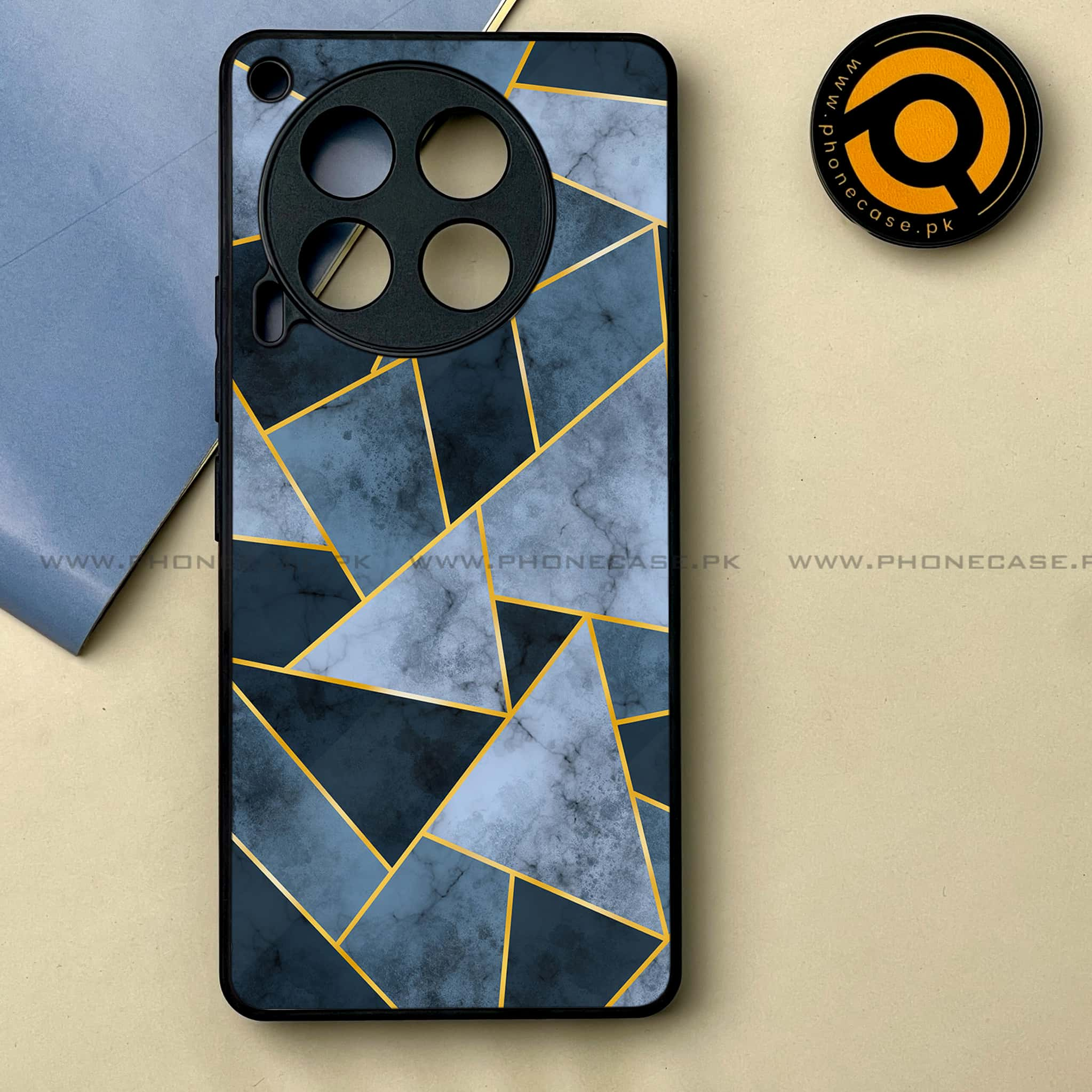 Tecno Camon 30 - Geometric Marble Series -  Premium Printed Metal soft Bumper shock Proof Case