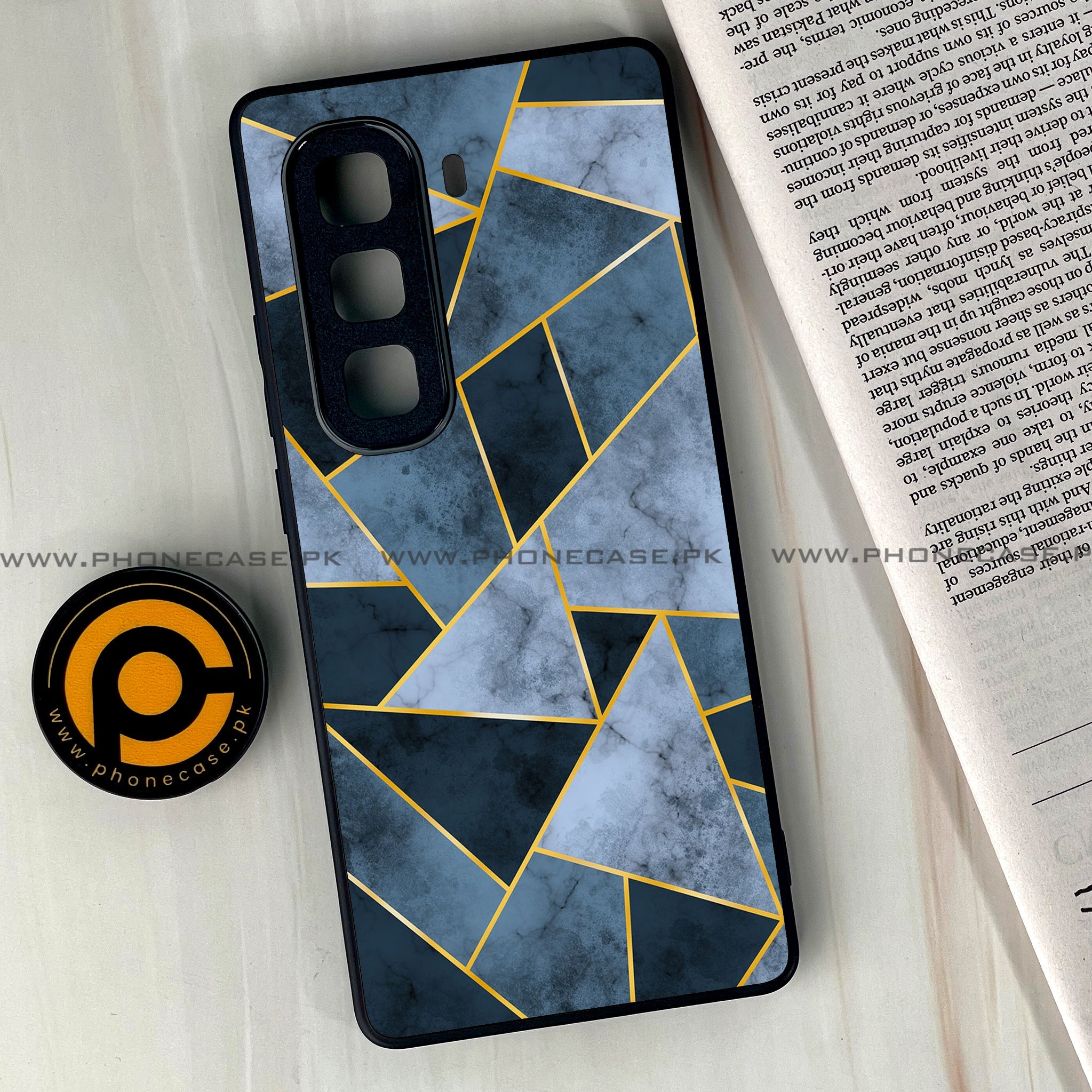 Infinix Hot 60 Pro Plus - Geometric Marble Series - Premium Metal Printed soft Bumper shock Proof Case