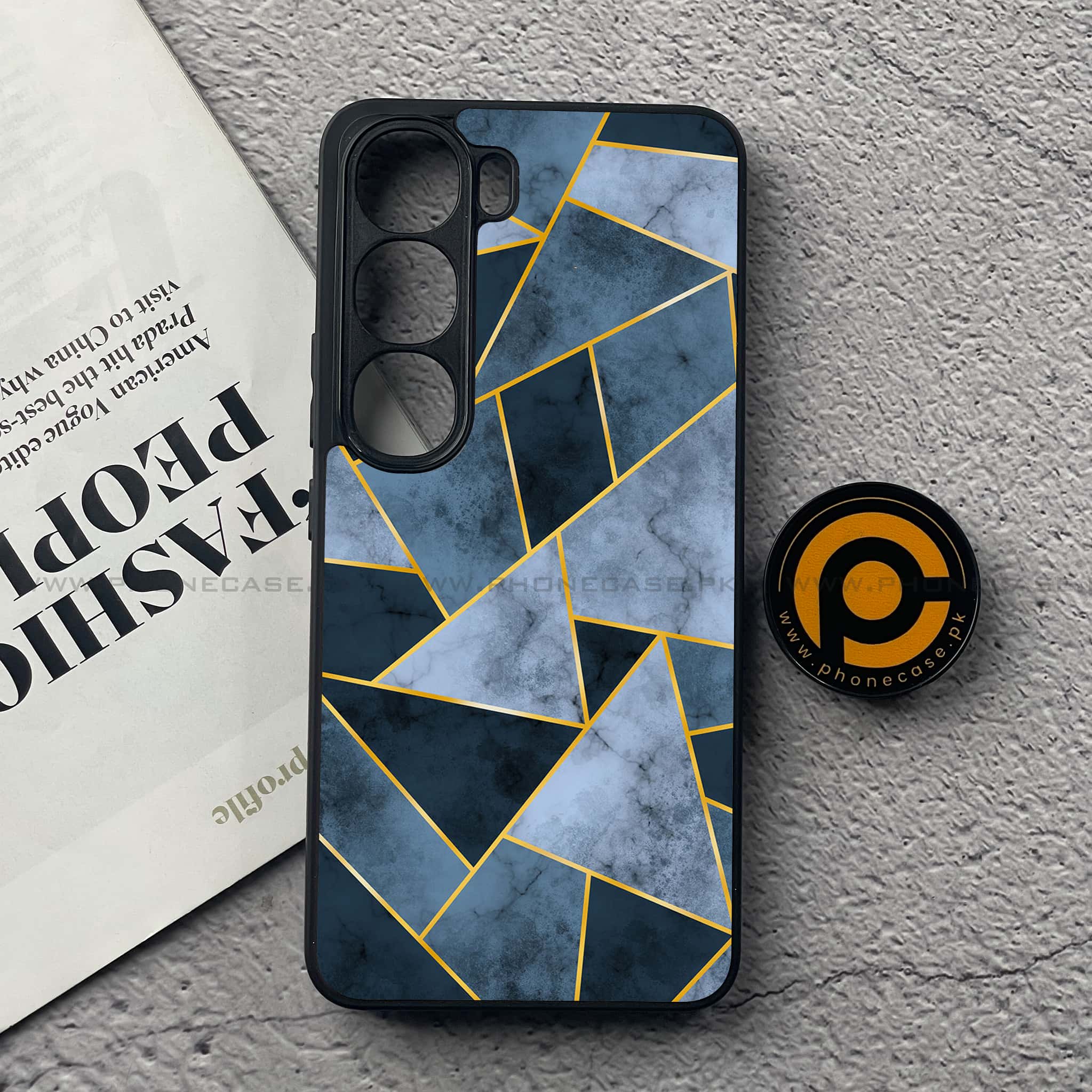 Vivo V40 Lite (IDN) - Geometric Marble Series - Premium Metal Printed soft Bumper Shock Proof Case