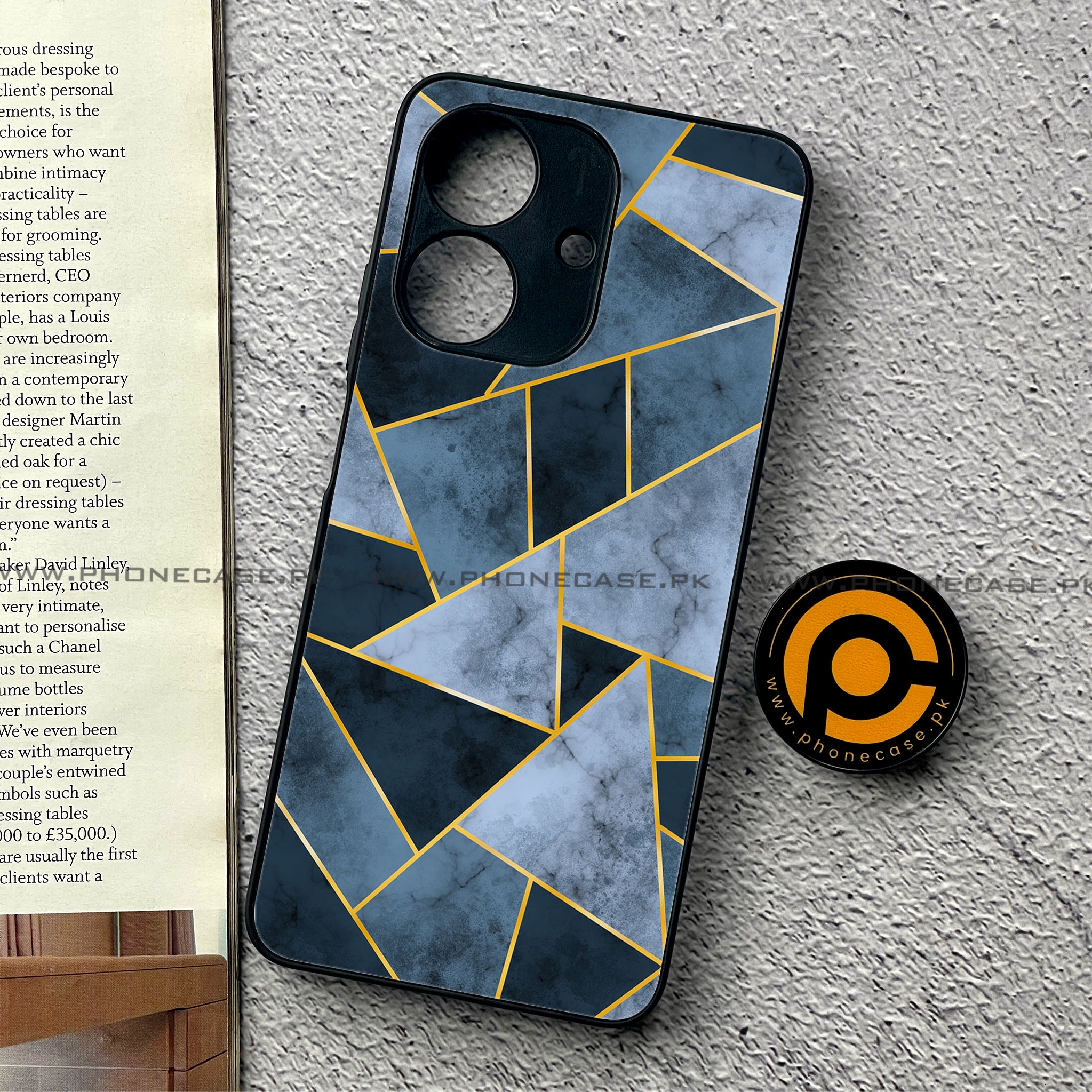 Realme Note 60 - Geometric Marble Series - Premium Printed Glass soft Bumper shock Proof Case