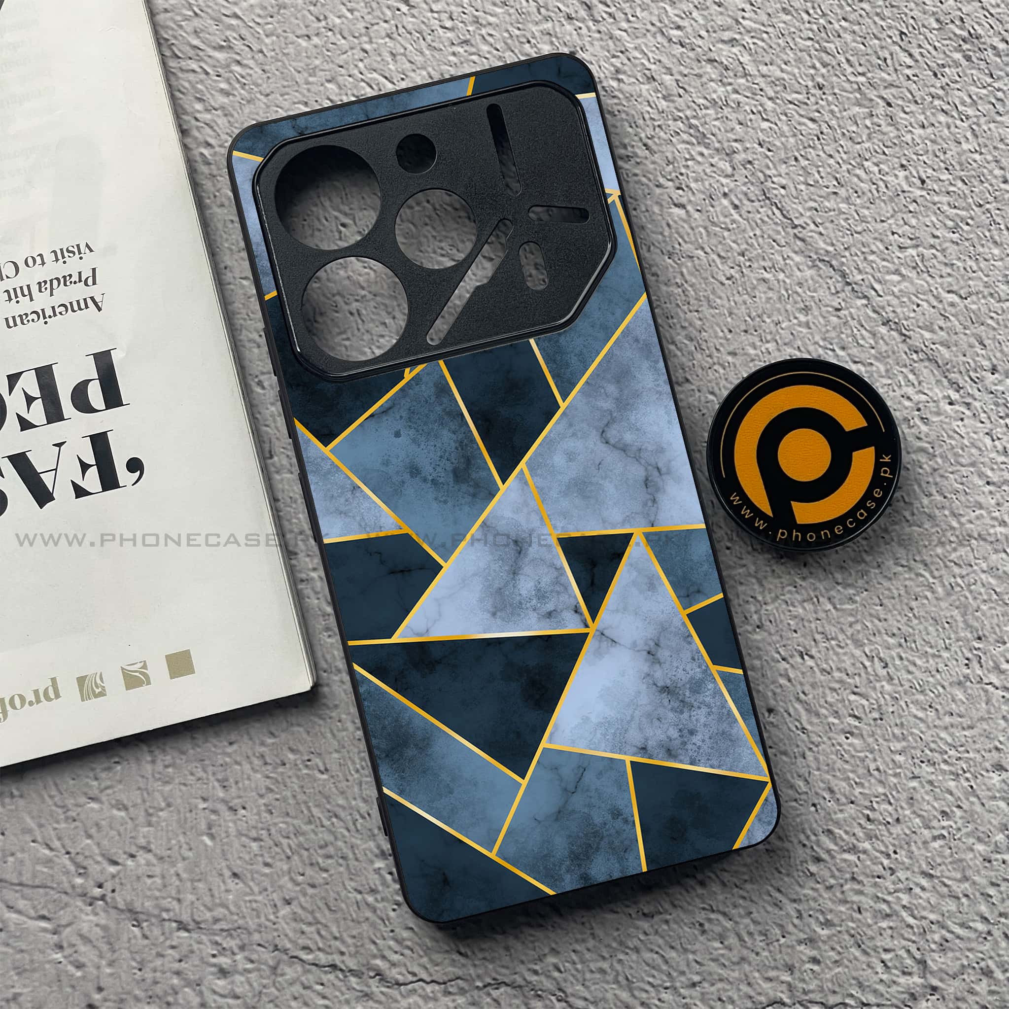 Tecno Pova 6 - Geometric Marble Series - Premium Printed Glass soft Bumper shock Proof Case